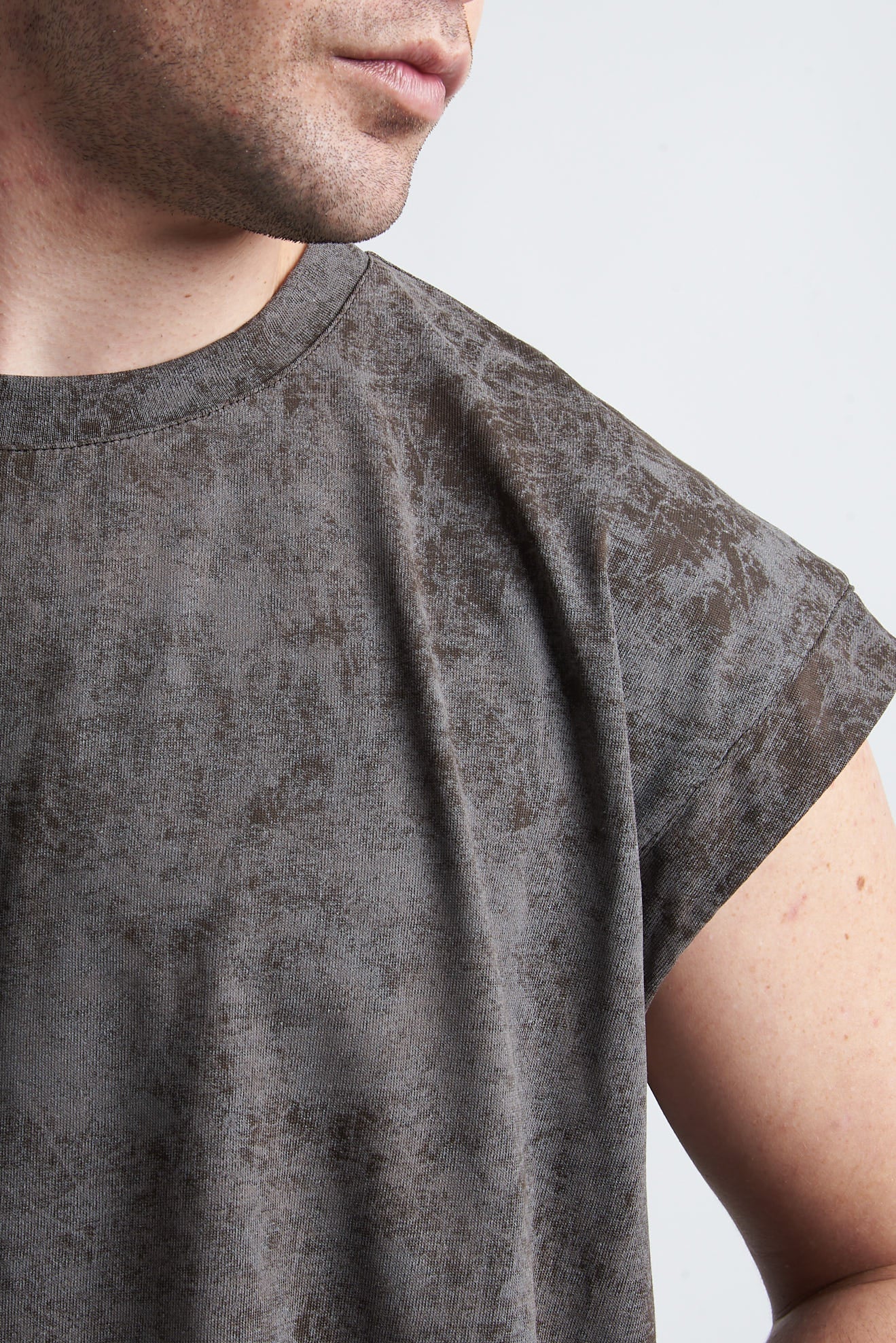 T shirt smanicata cotone marmorizzato