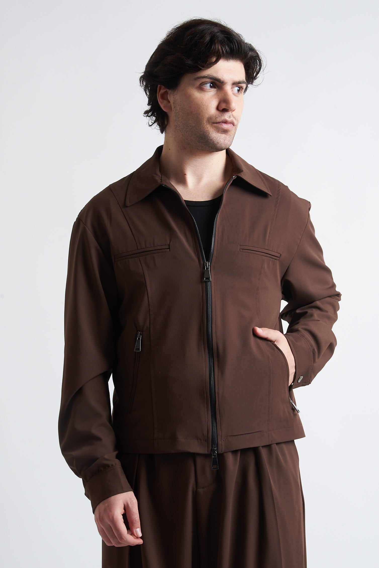 Giubbino zip crop poliviscosa