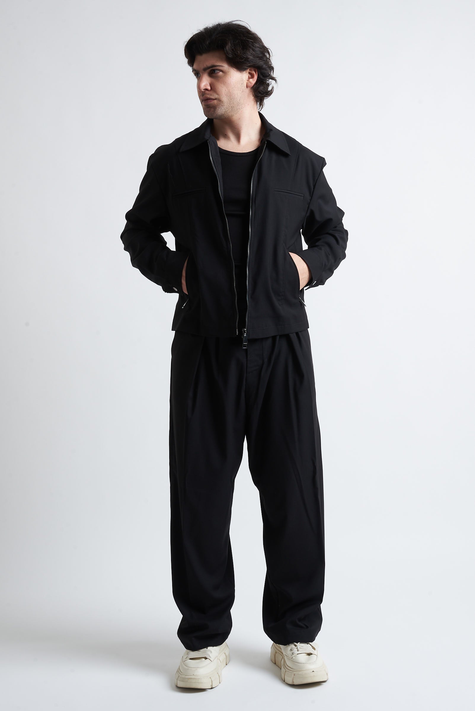 Giubbino zip crop poliviscosa