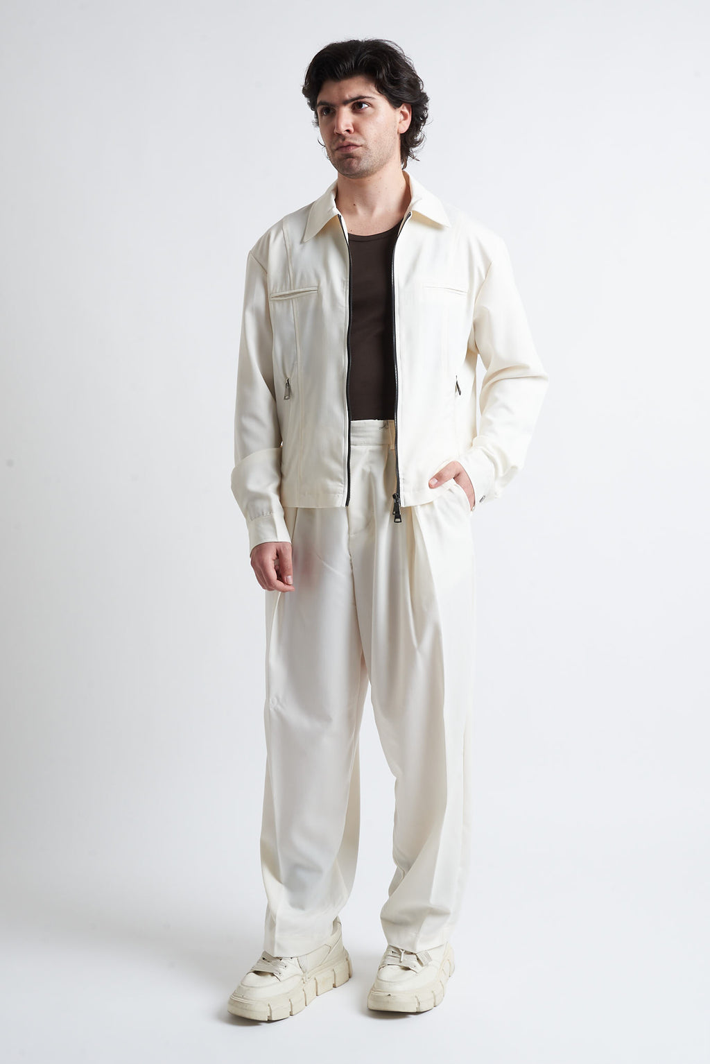 Giubbino zip crop poliviscosa