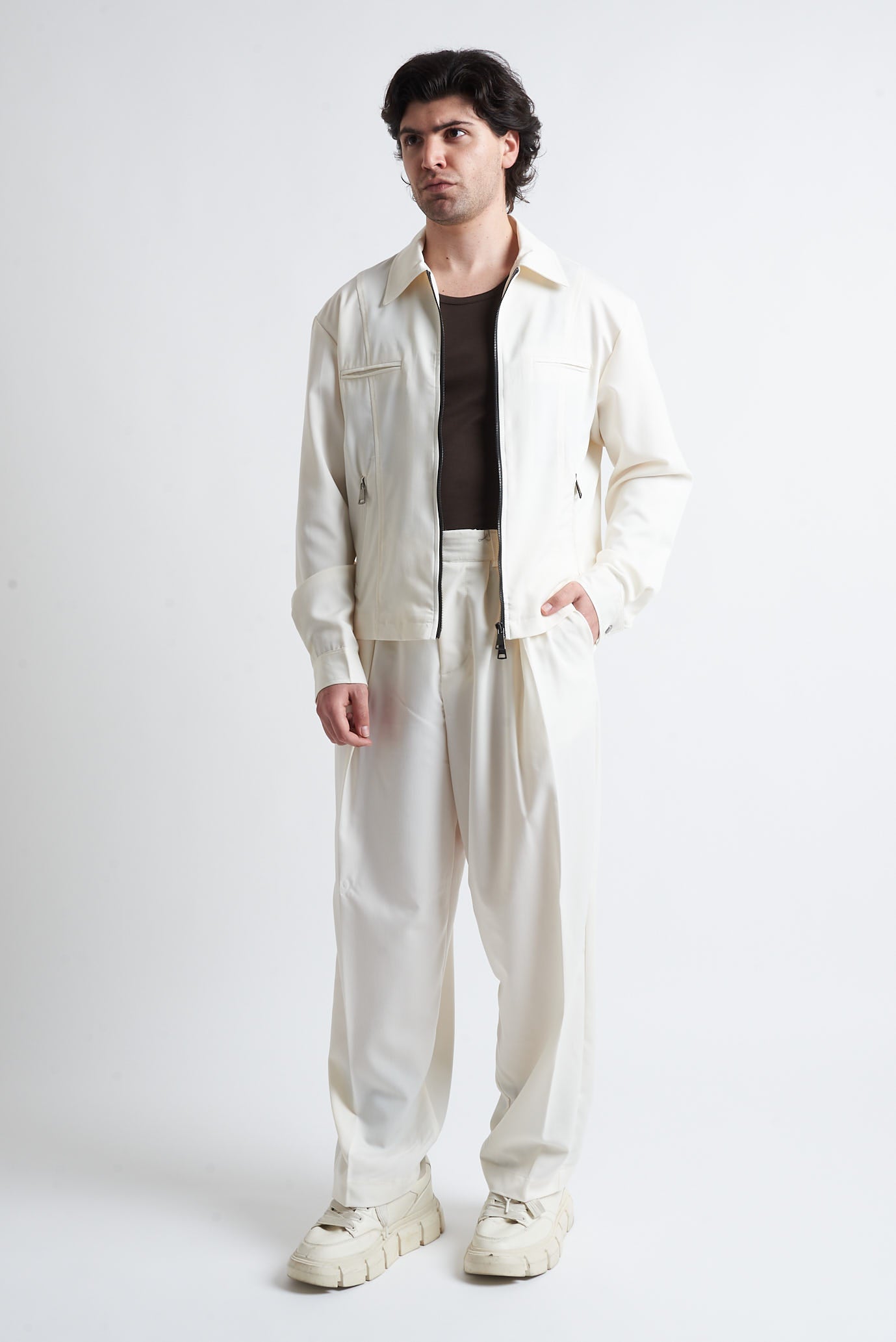 Giubbino zip crop poliviscosa