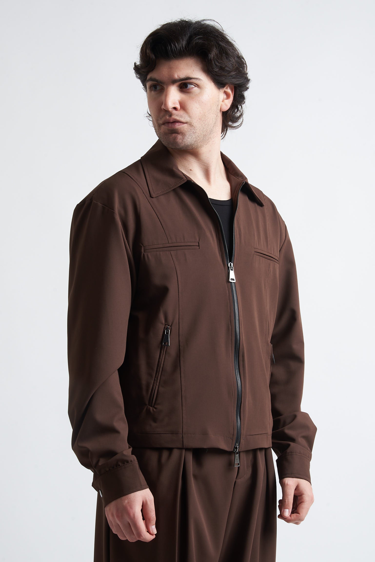 Giubbino zip crop poliviscosa