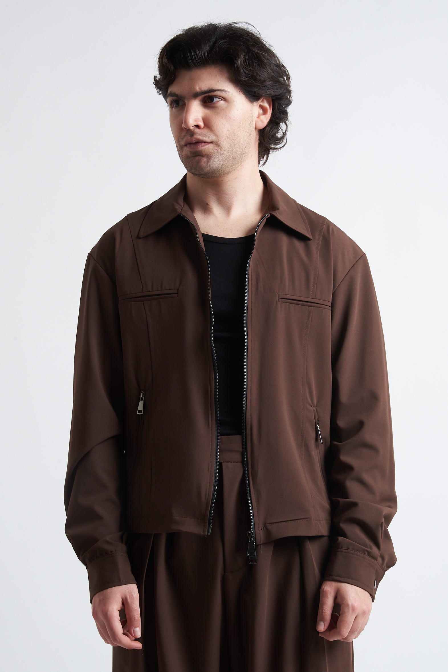 Giubbino zip crop poliviscosa