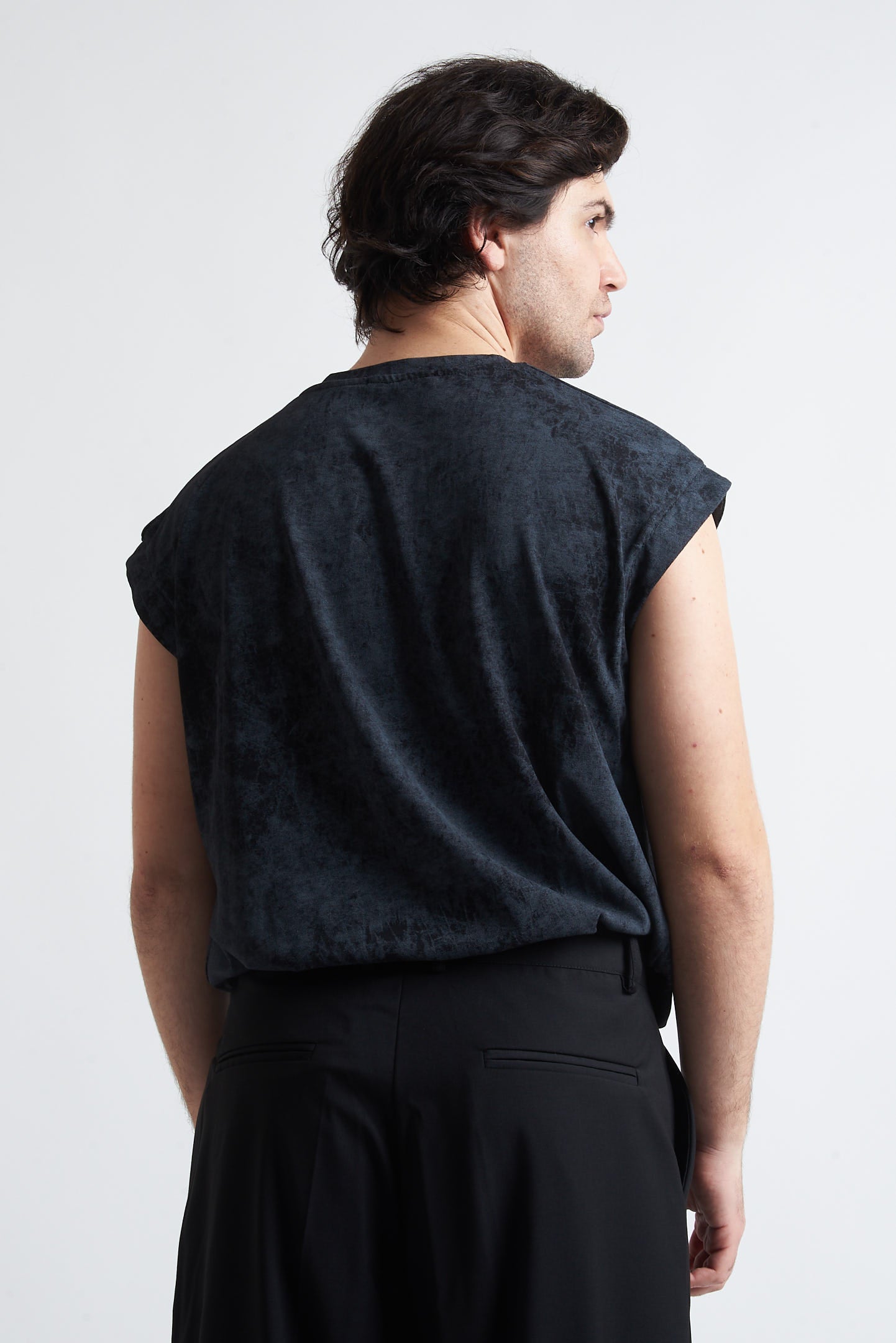 T shirt smanicata cotone marmorizzato