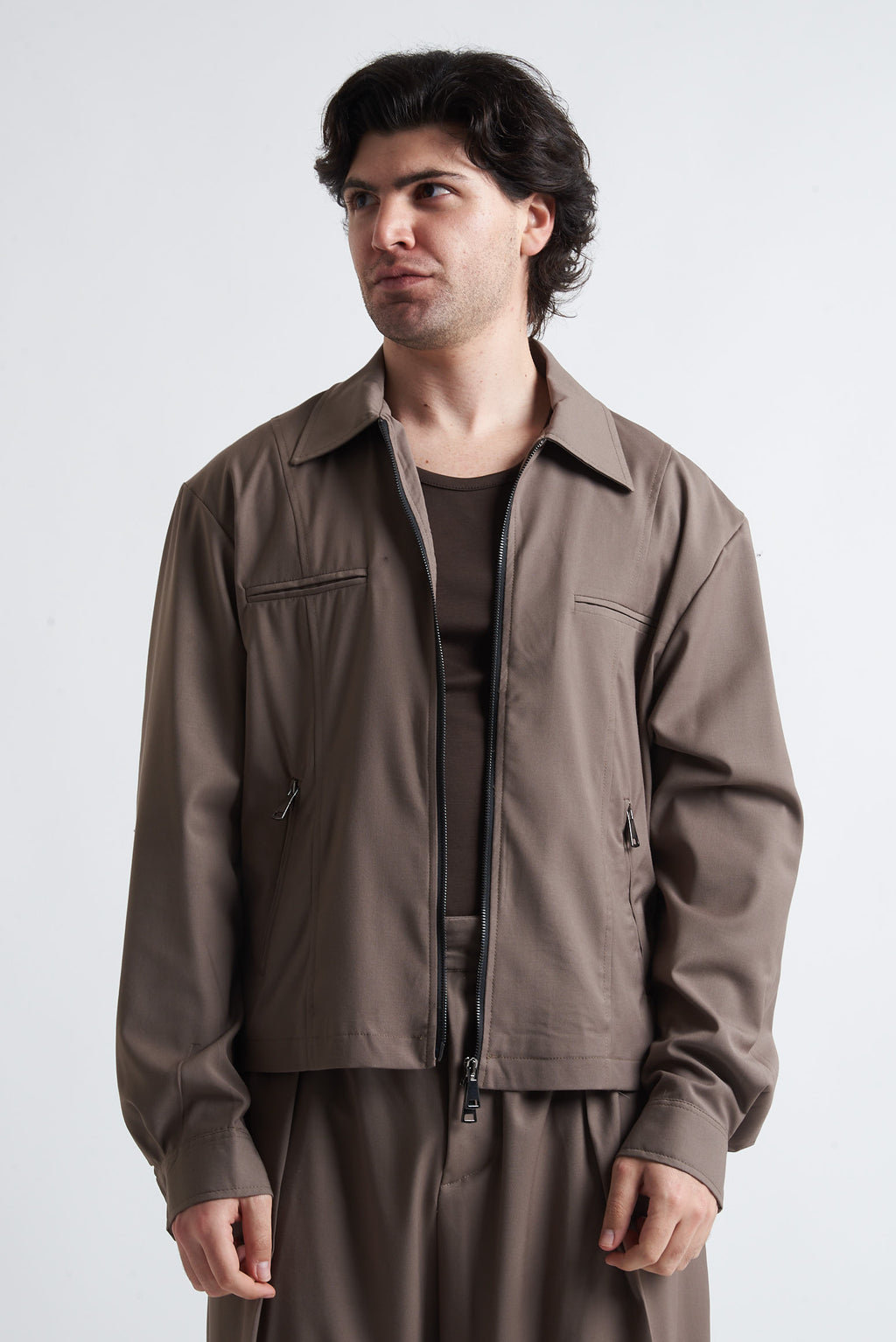 Giubbino zip crop poliviscosa