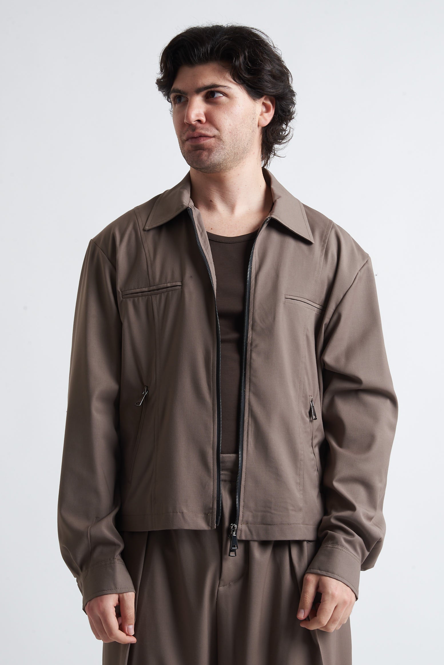 Giubbino zip crop poliviscosa