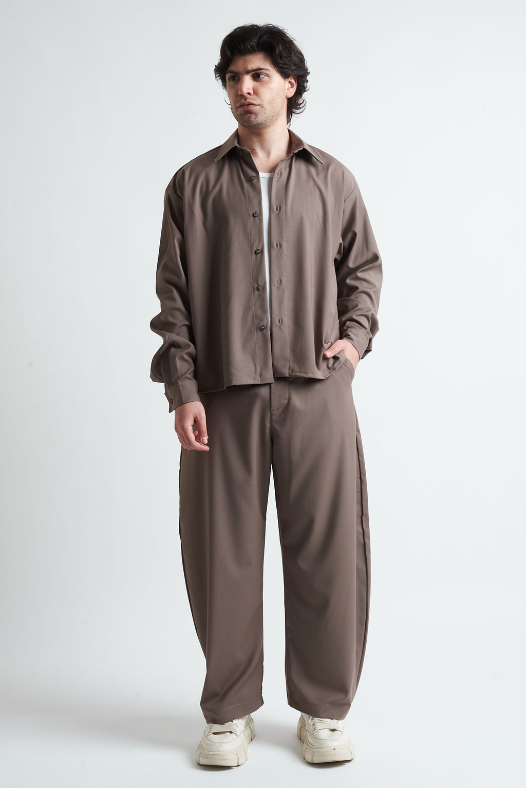 Camicia crop in poliviscosa