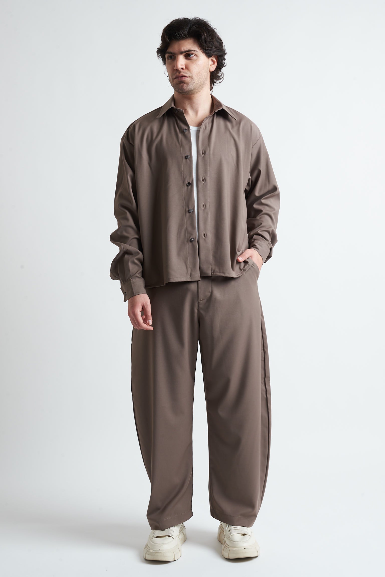 Camicia crop in poliviscosa