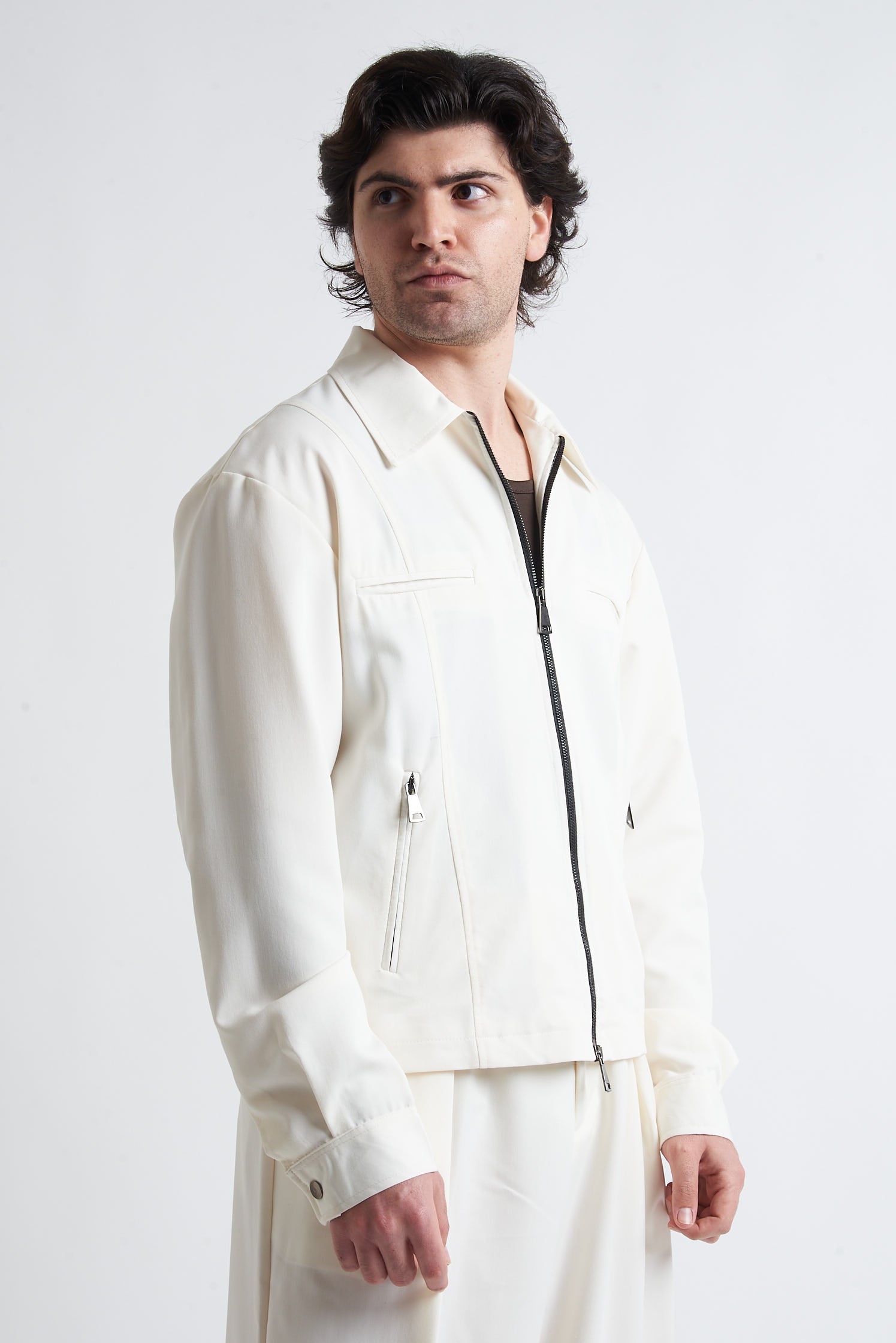 Giubbino zip crop poliviscosa