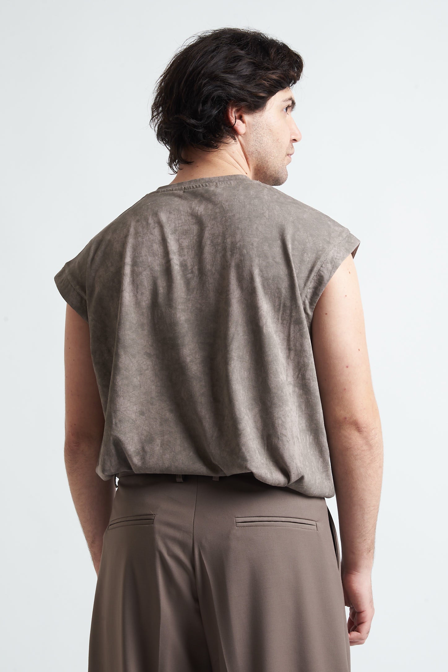 T shirt smanicata cotone marmorizzato