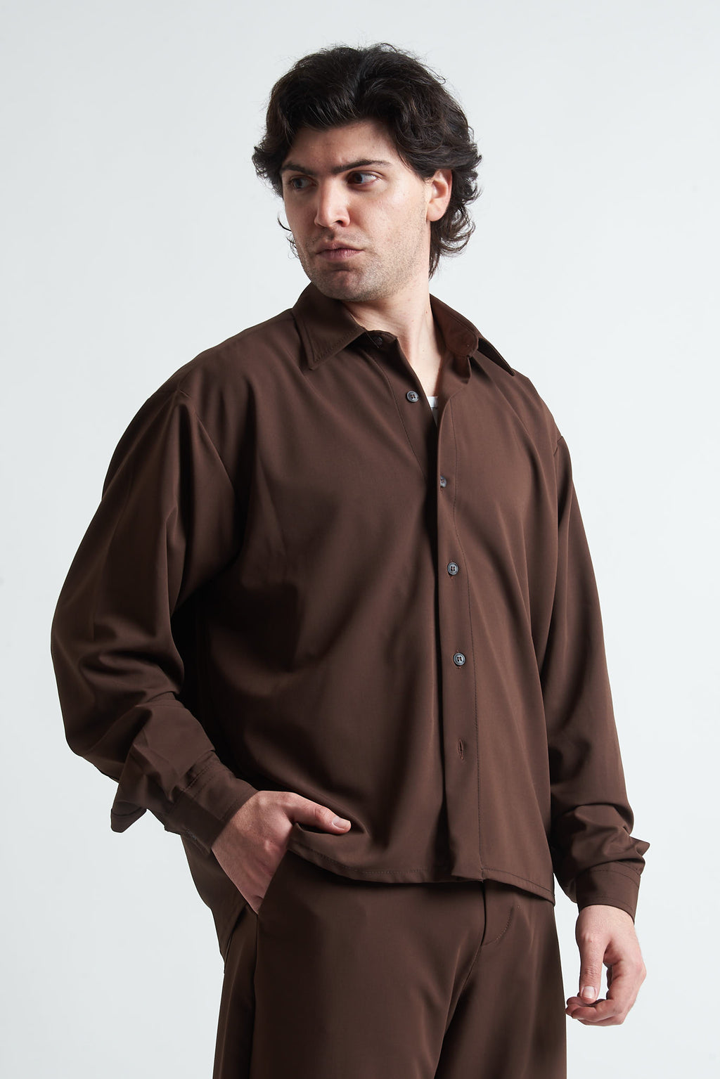 Camicia crop in poliviscosa