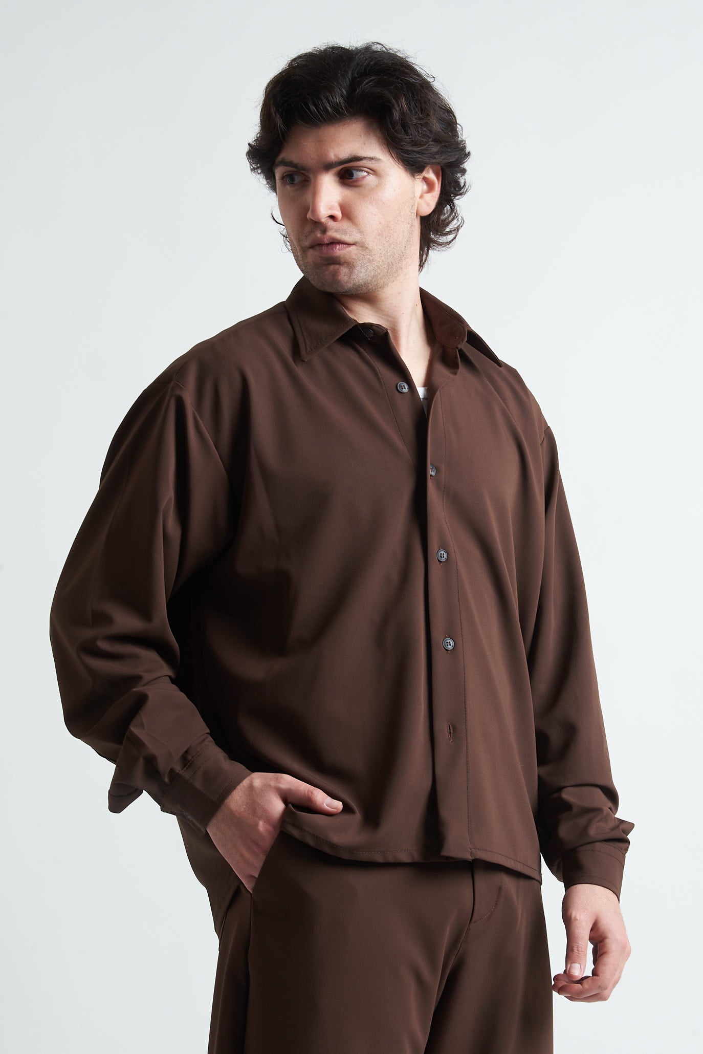 Camicia crop in poliviscosa