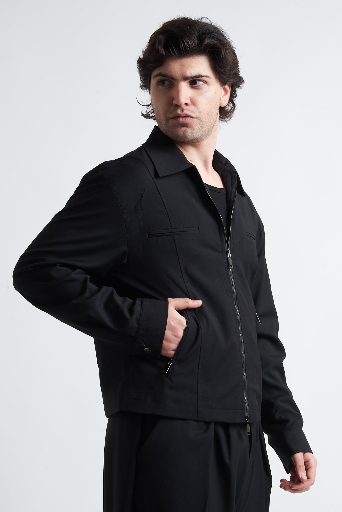 Giubbino zip crop poliviscosa