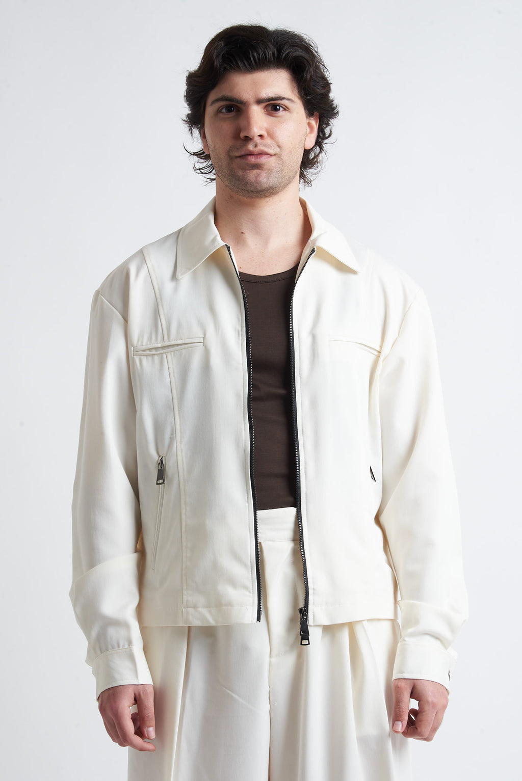 Giubbino zip crop poliviscosa