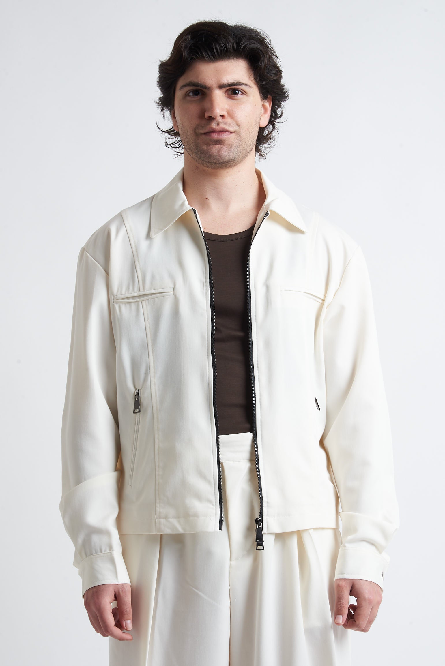 Giubbino zip crop poliviscosa