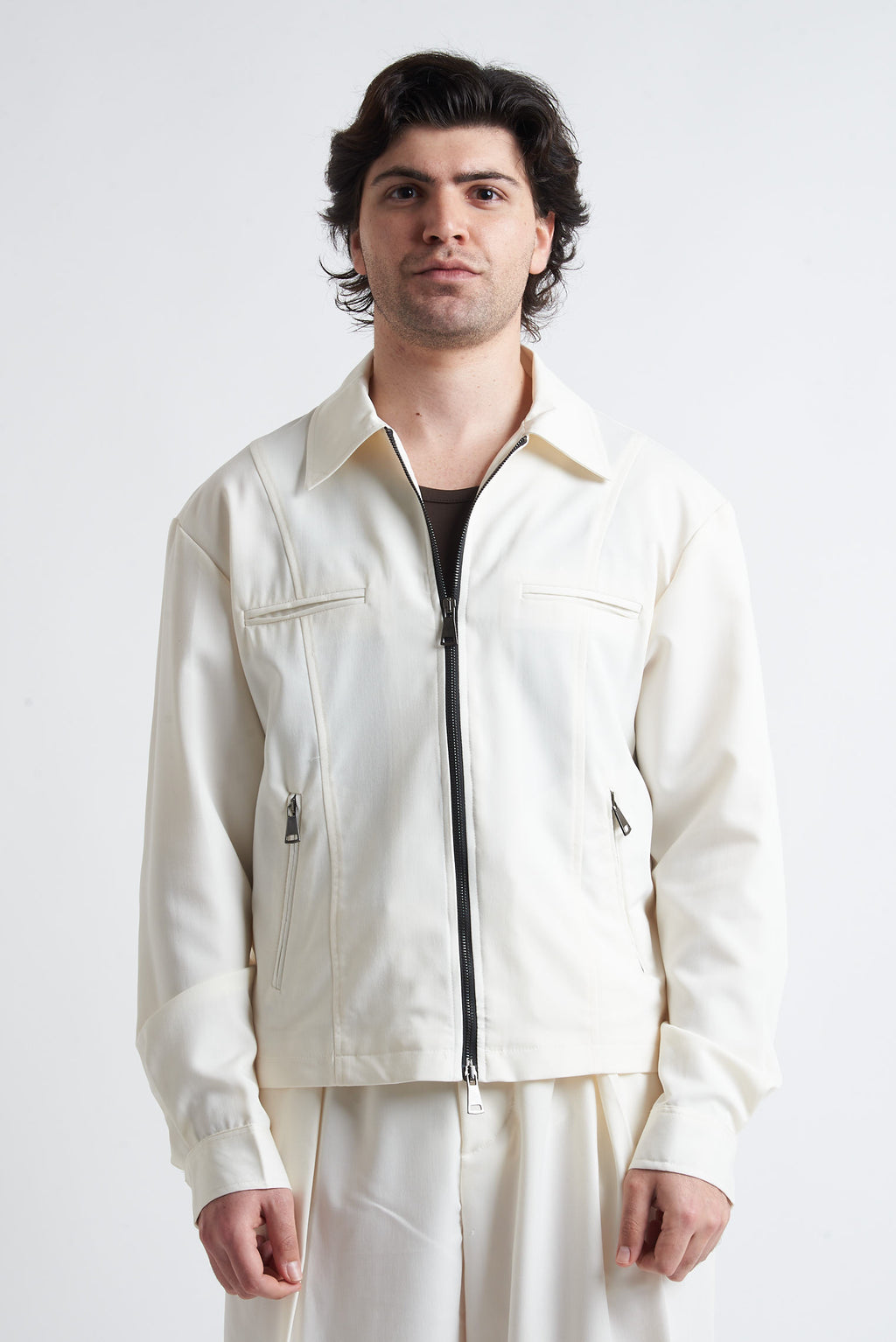 Giubbino zip crop poliviscosa