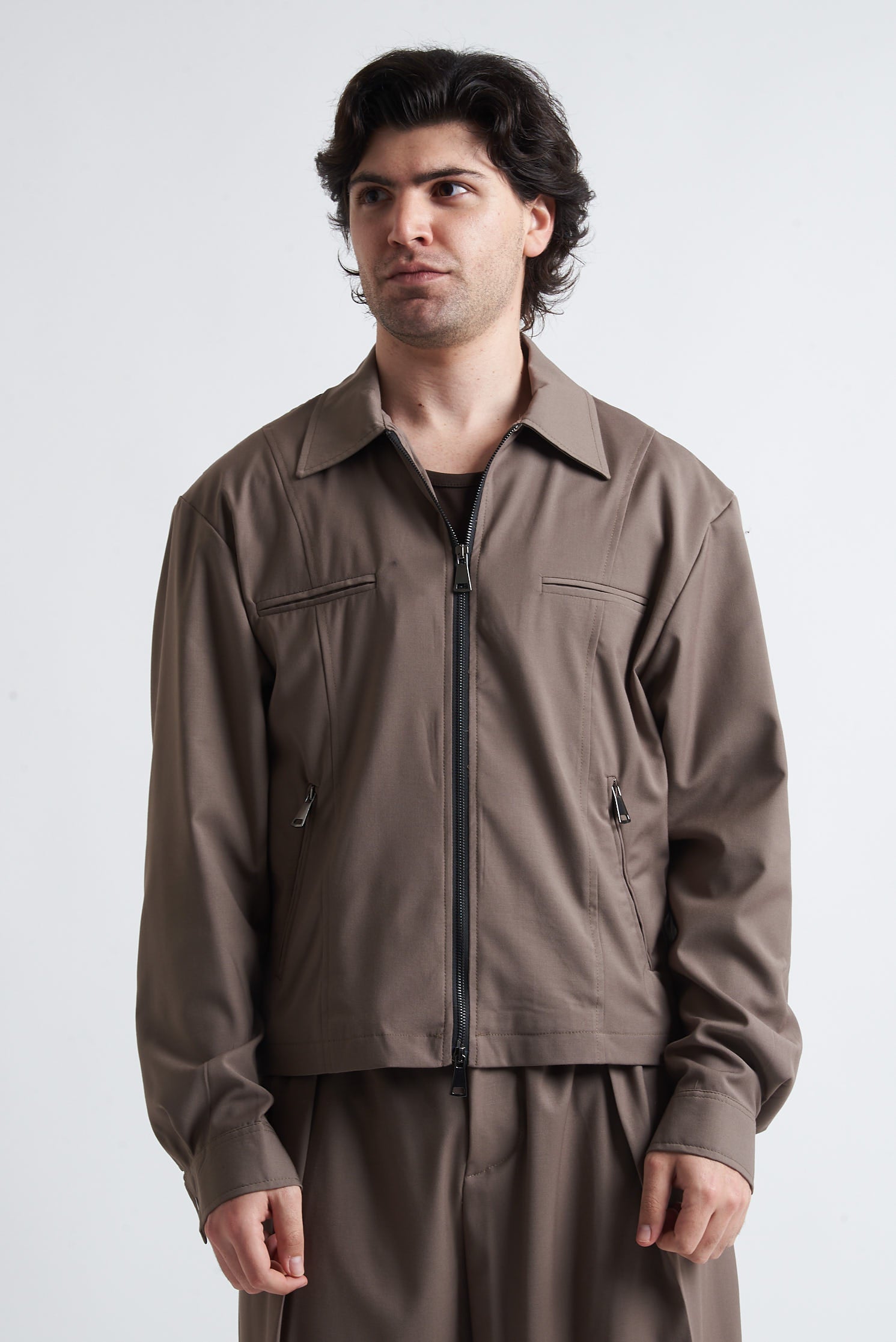 Giubbino zip crop poliviscosa