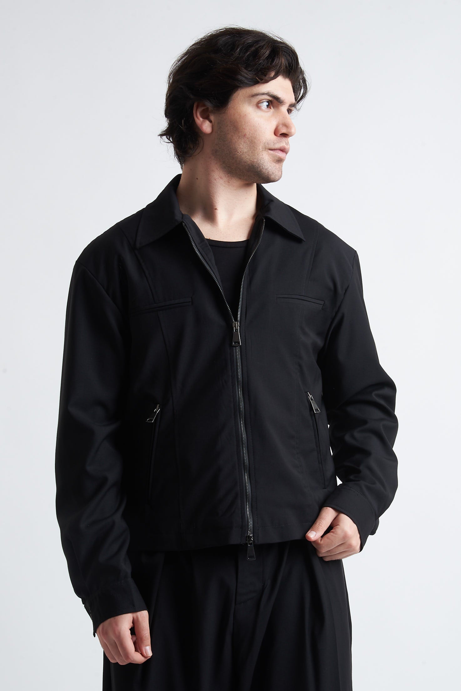 Giubbino zip crop poliviscosa