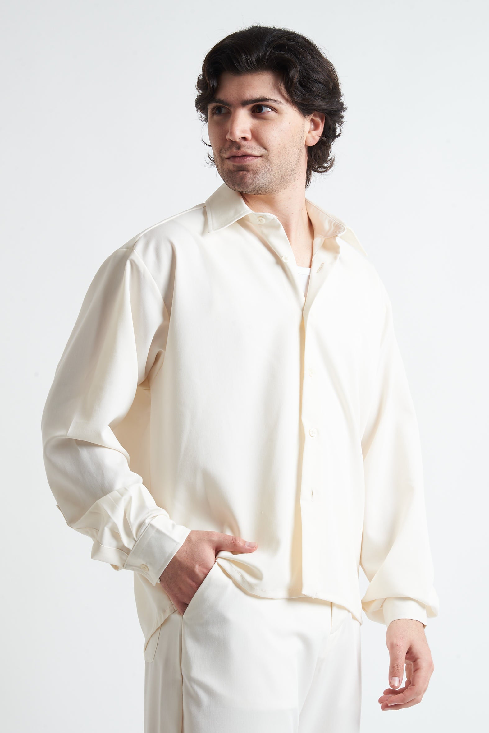 Camicia crop in poliviscosa