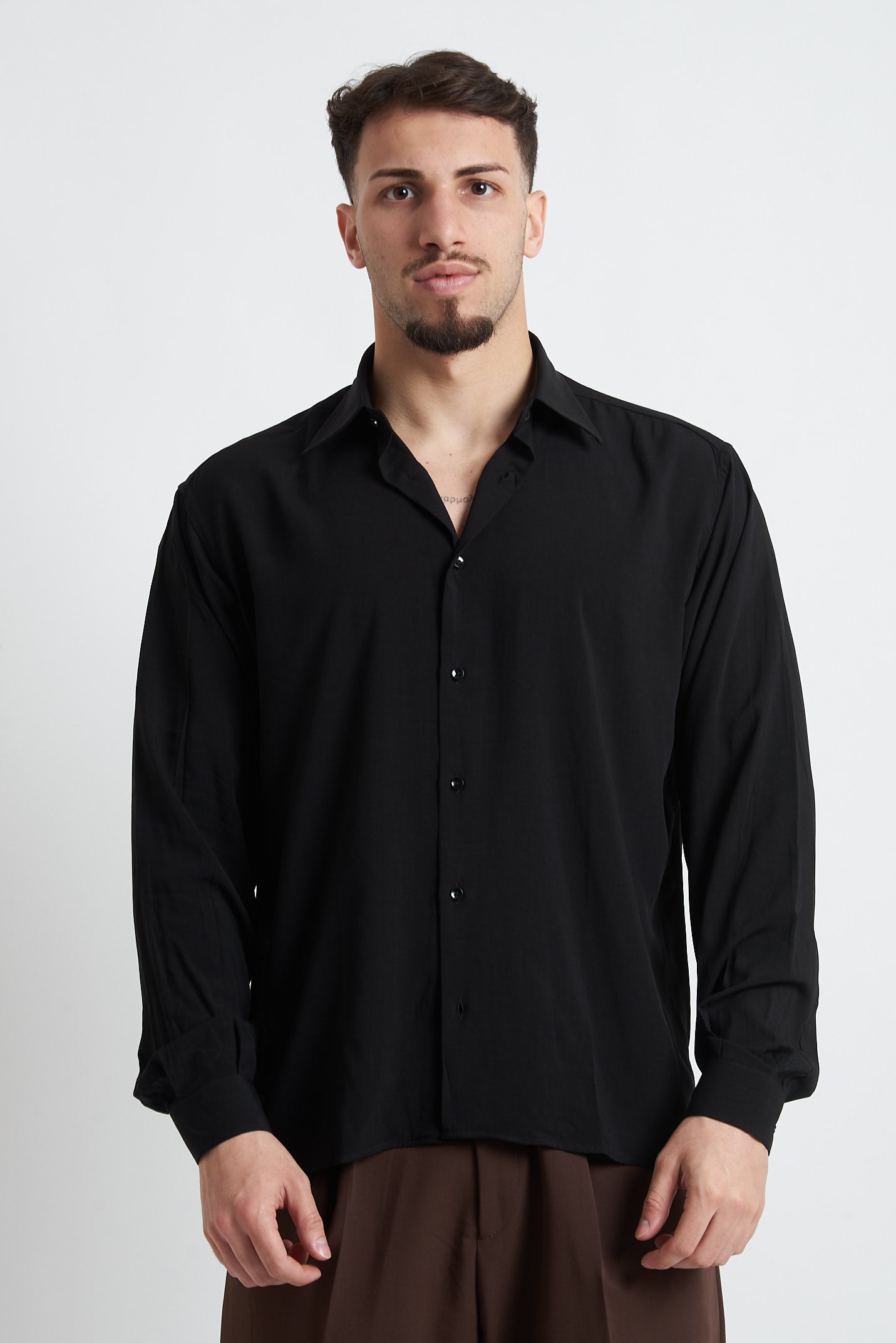 Camicia crop in viscosa