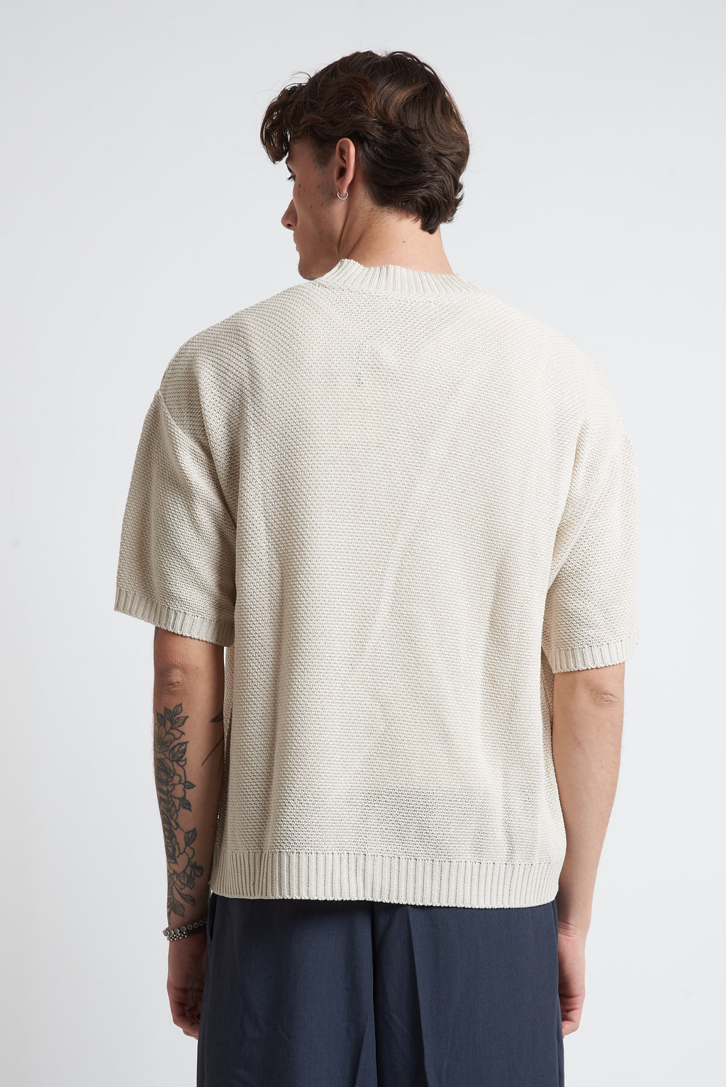 Cardigan in filo mezza manica beige