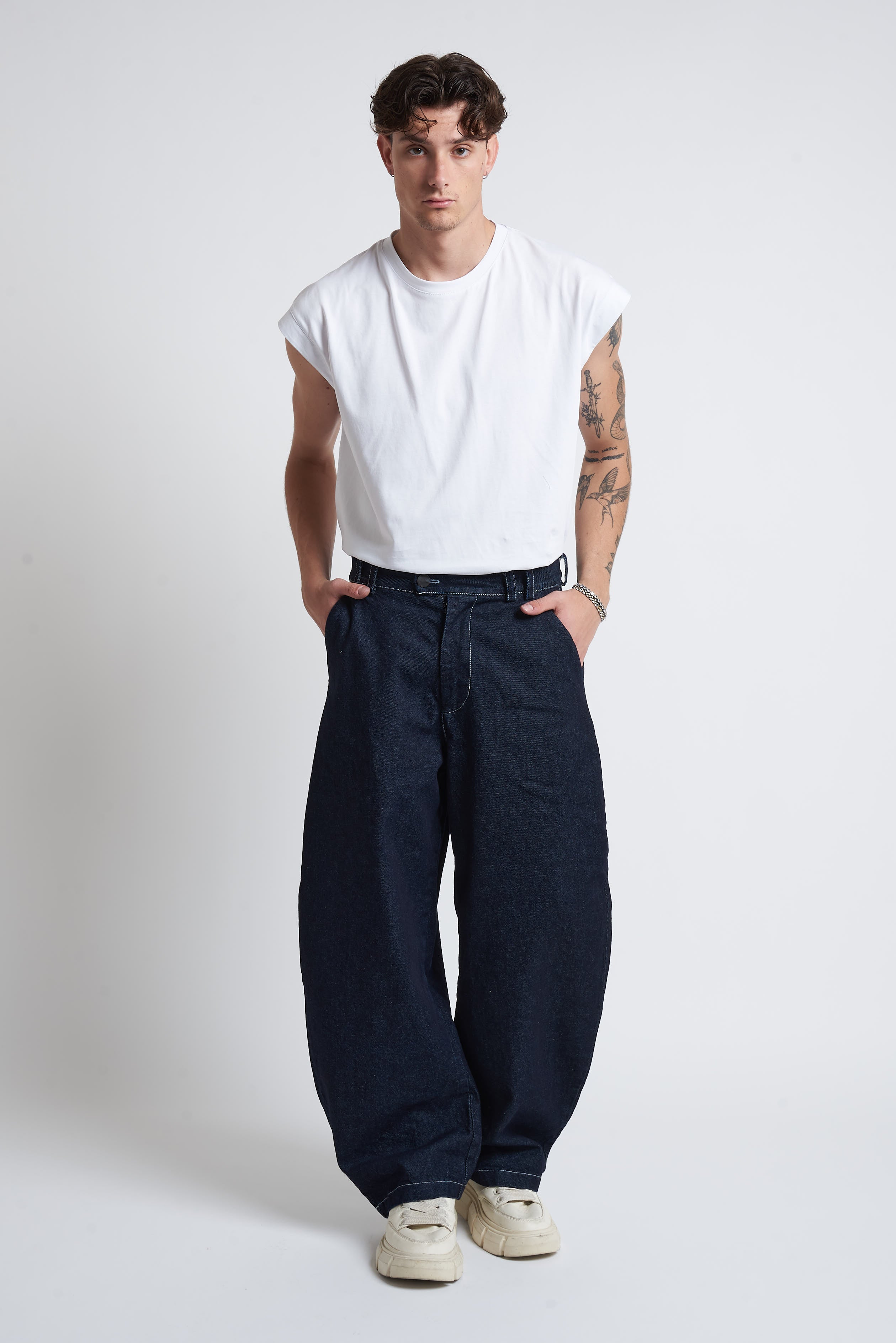 Pantalone jeans balloon blu