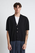 Cardigan in filo mezza manica nero