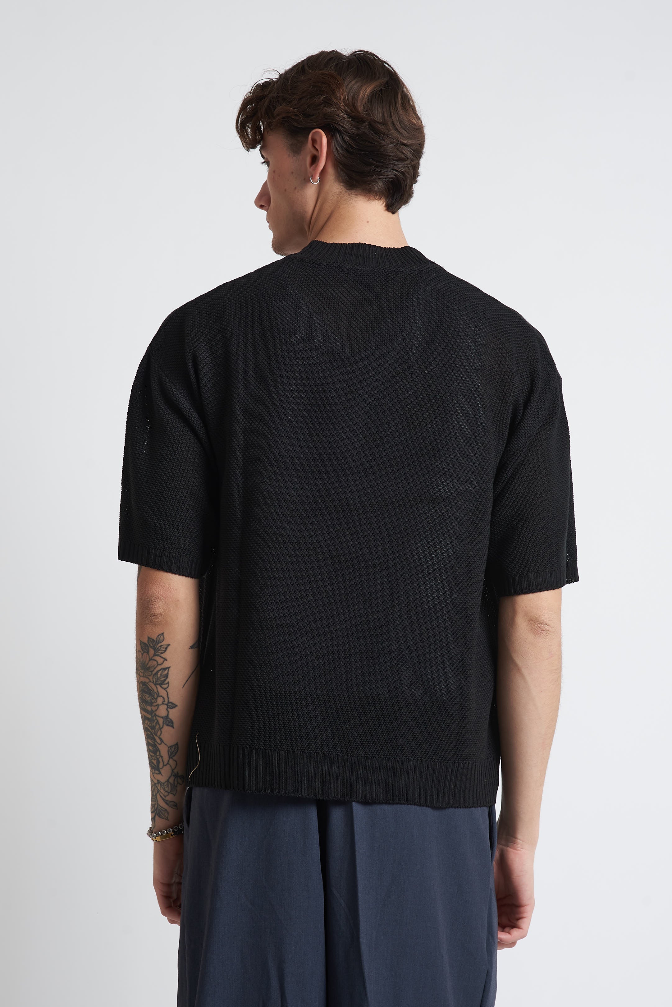 Cardigan in filo mezza manica nero