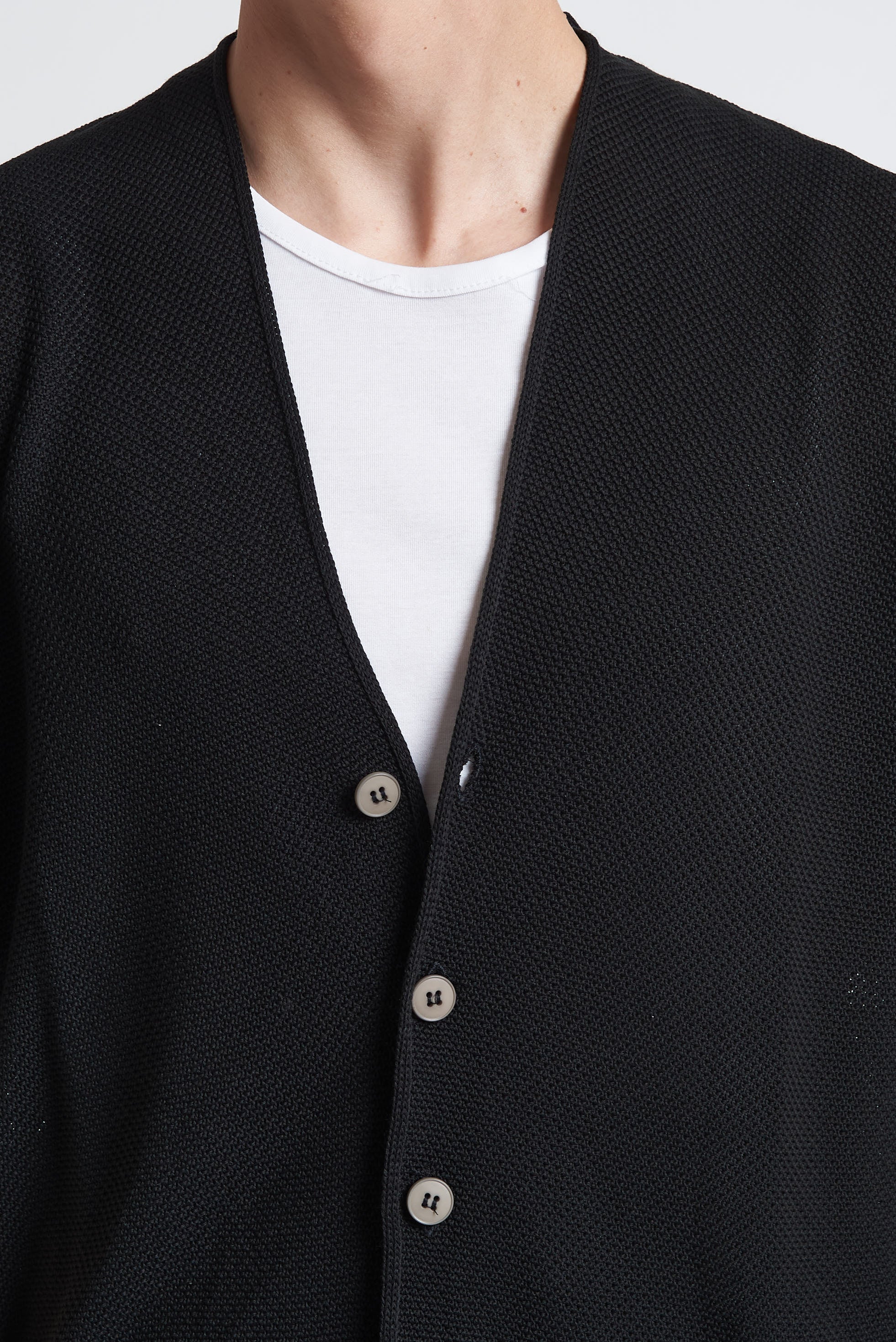 Cardigan in filo mezza manica nero