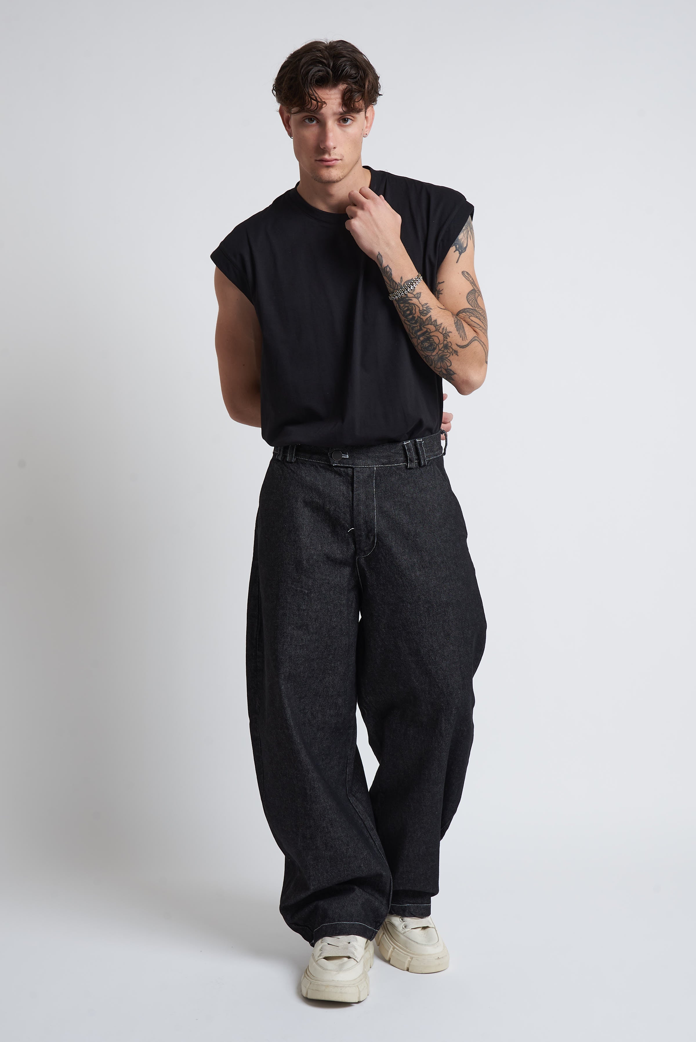 Pantalone jeans balloon nero