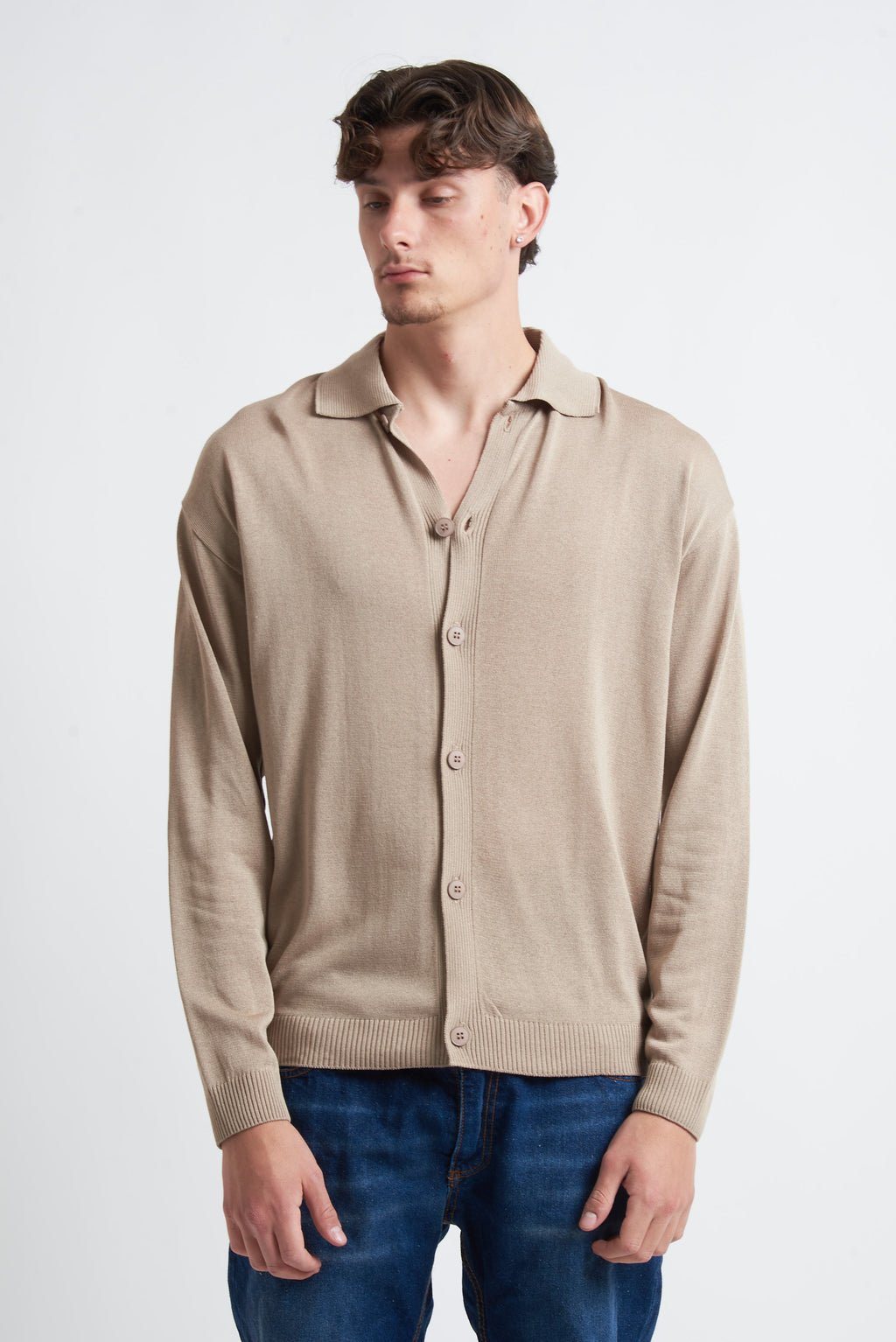 Cardigan in cotone manica lunga