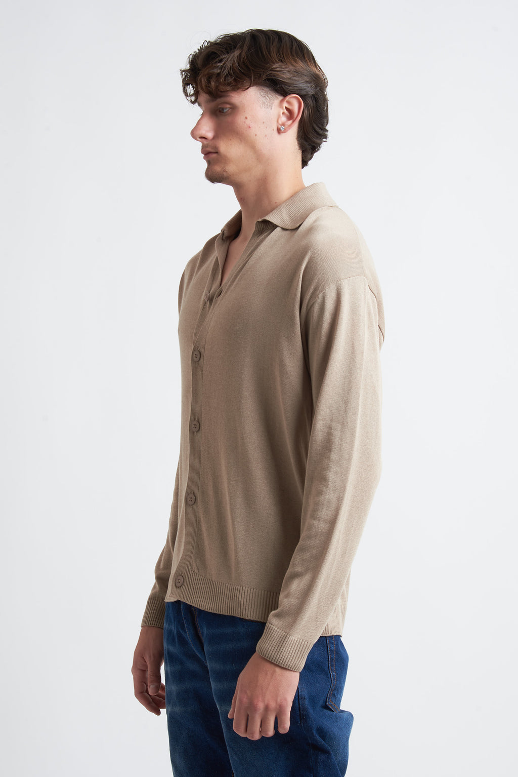 Cardigan in cotone manica lunga