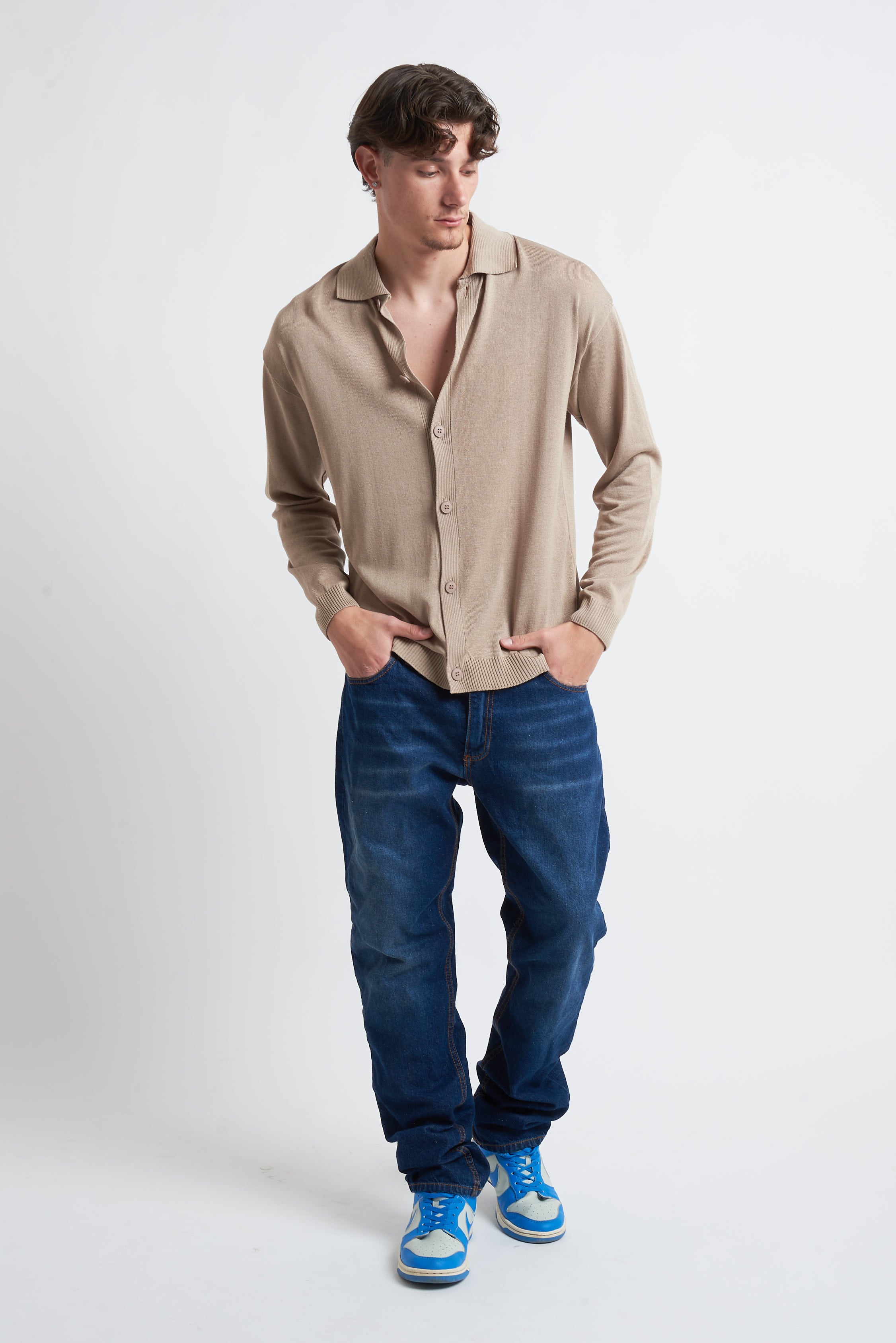 Cardigan in cotone manica lunga