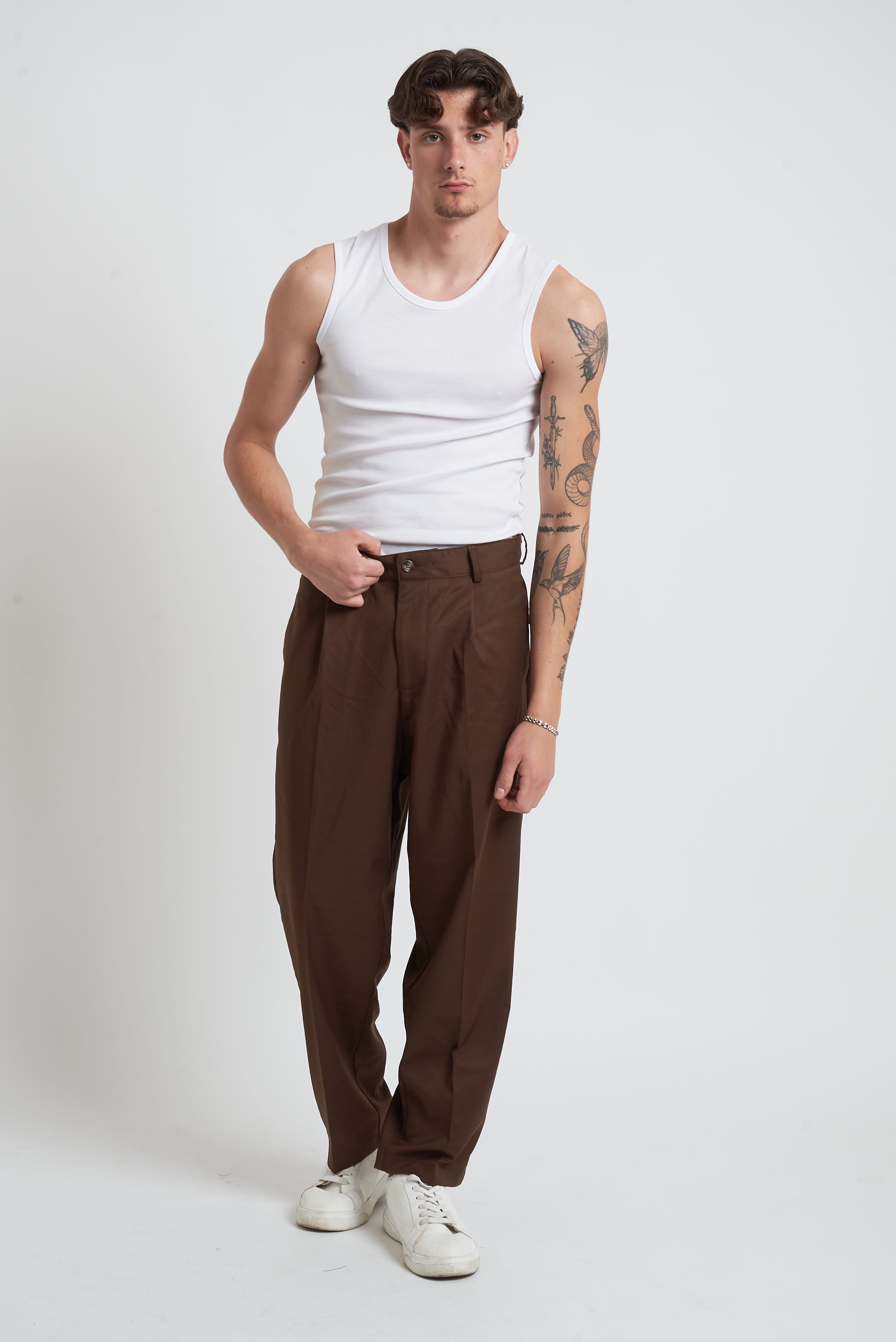 Pantalone fondo largo tasca americana