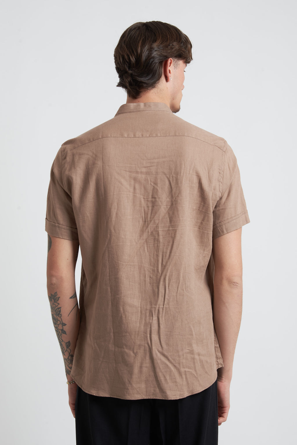 Camicia in lino regular collo coreano