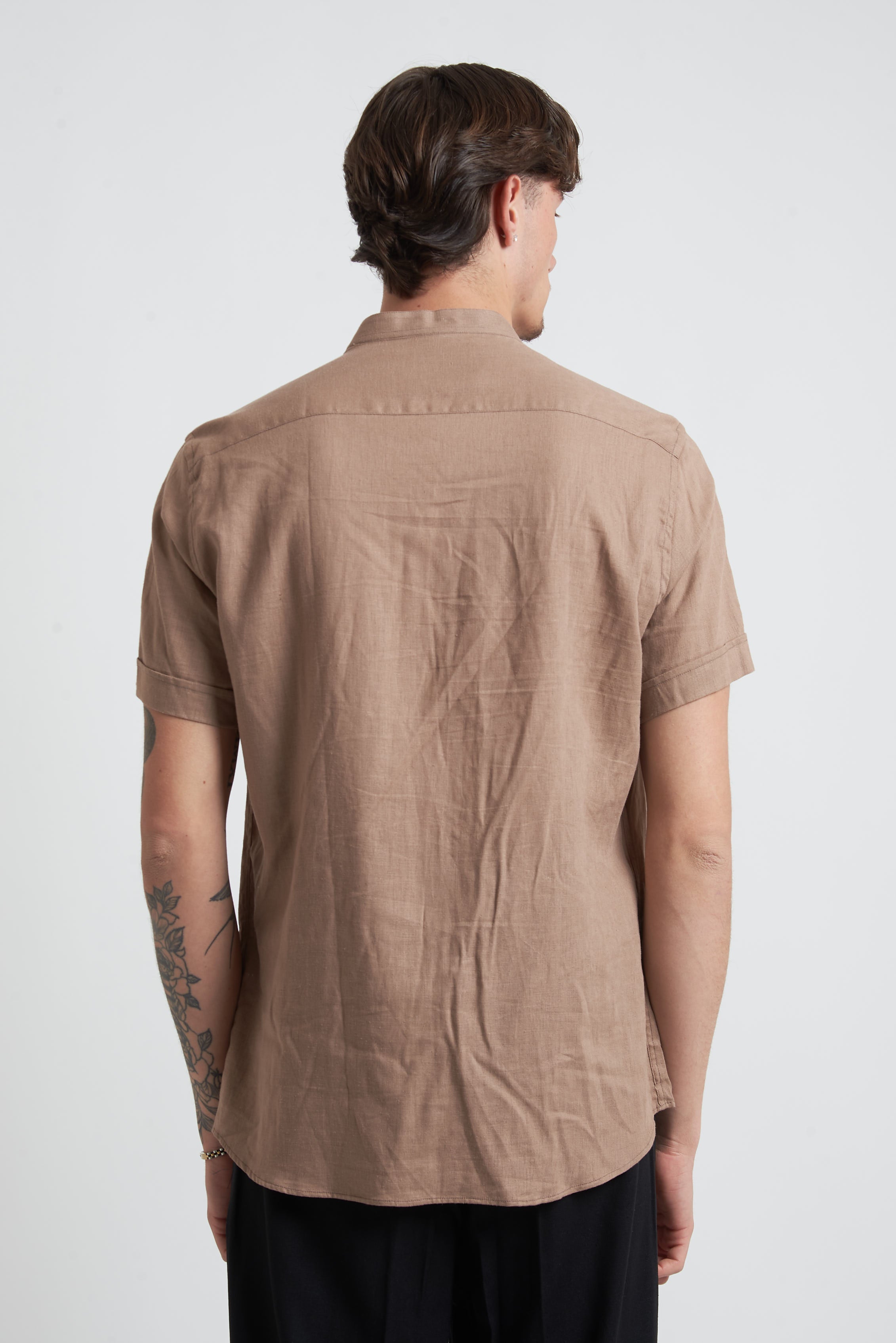 Camicia in lino regular collo coreano