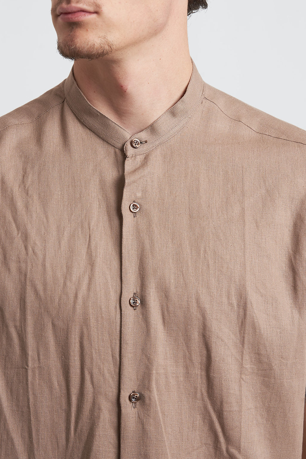 Camicia in lino regular collo coreano