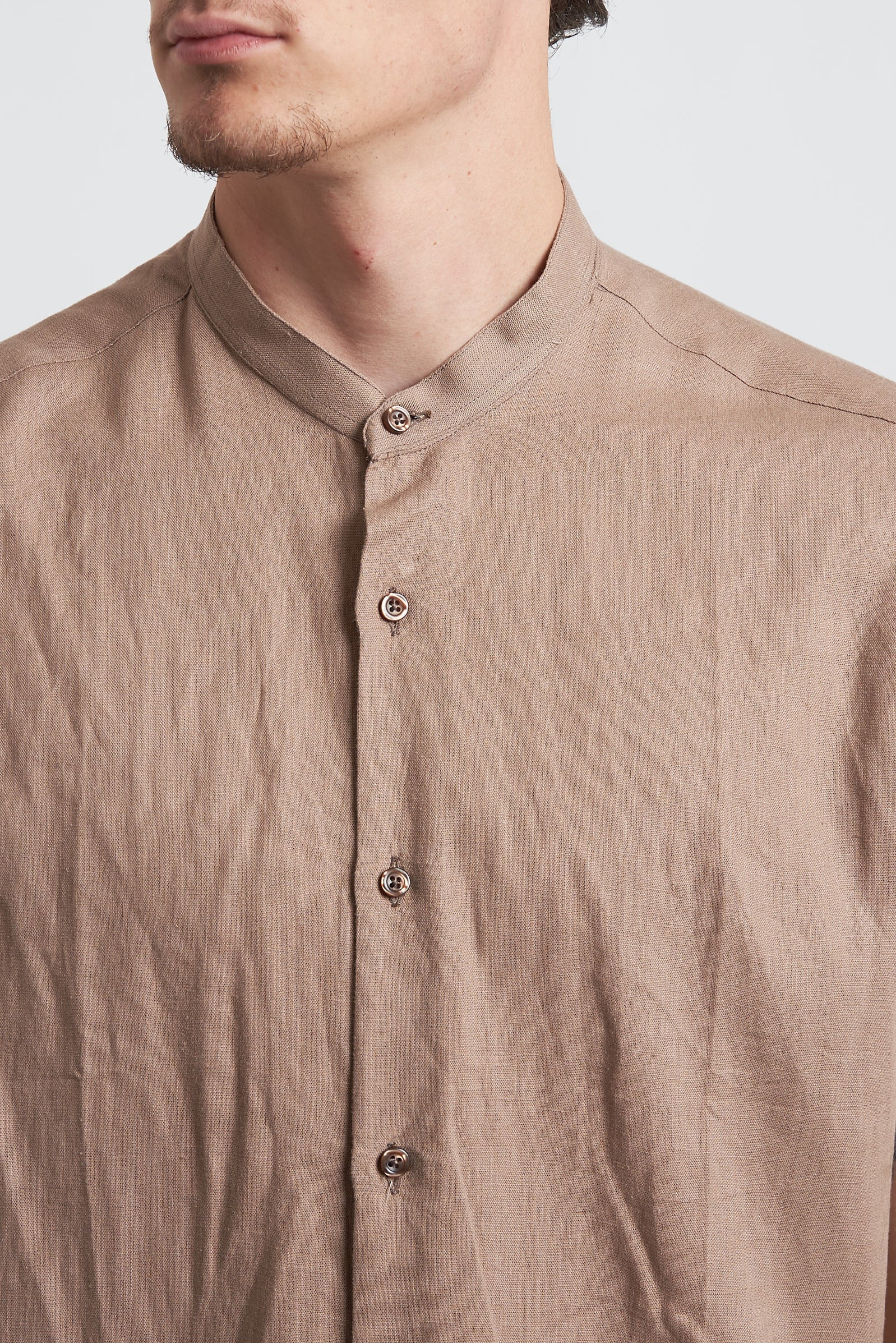 Camicia in lino regular collo coreano