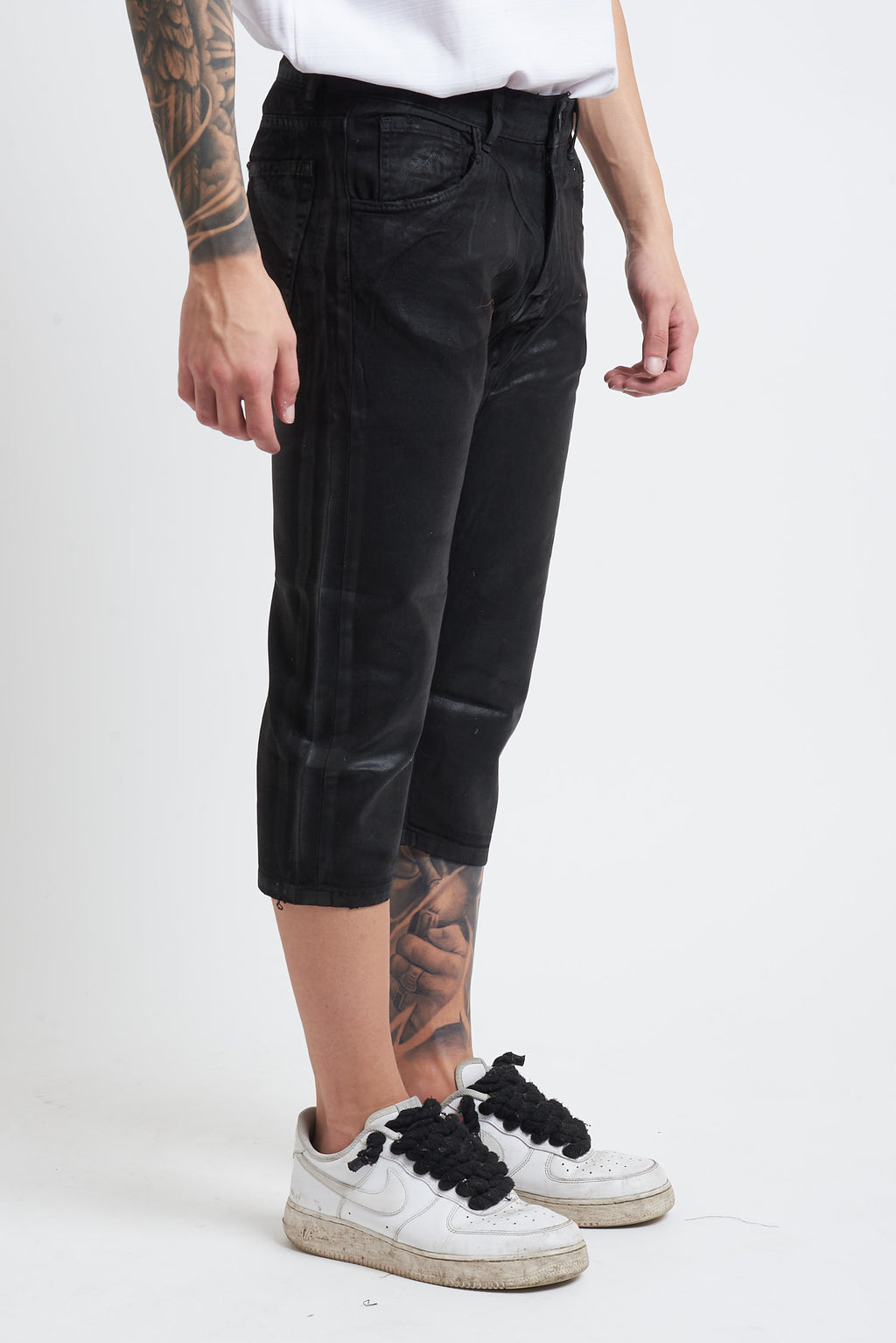 Pantalone 3/4 bull effetto pelle skynny
