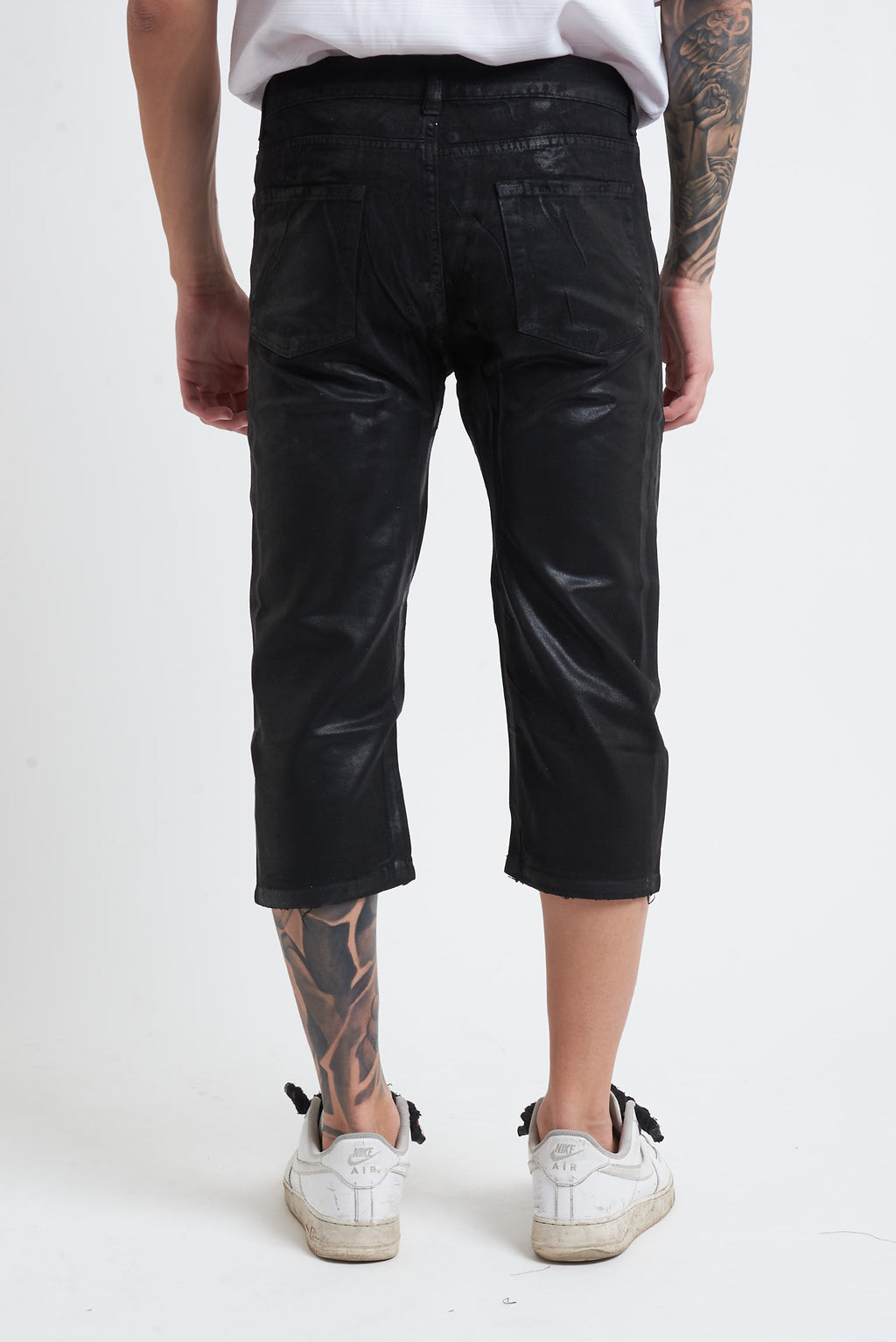 Pantalone 3/4 bull effetto pelle skynny