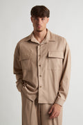 Camicia oversize in poliviscosa beige