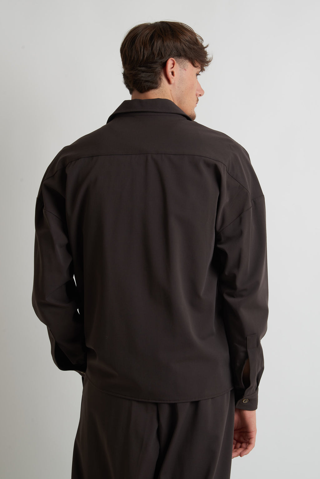 Camicia oversize in poliviscosa moro