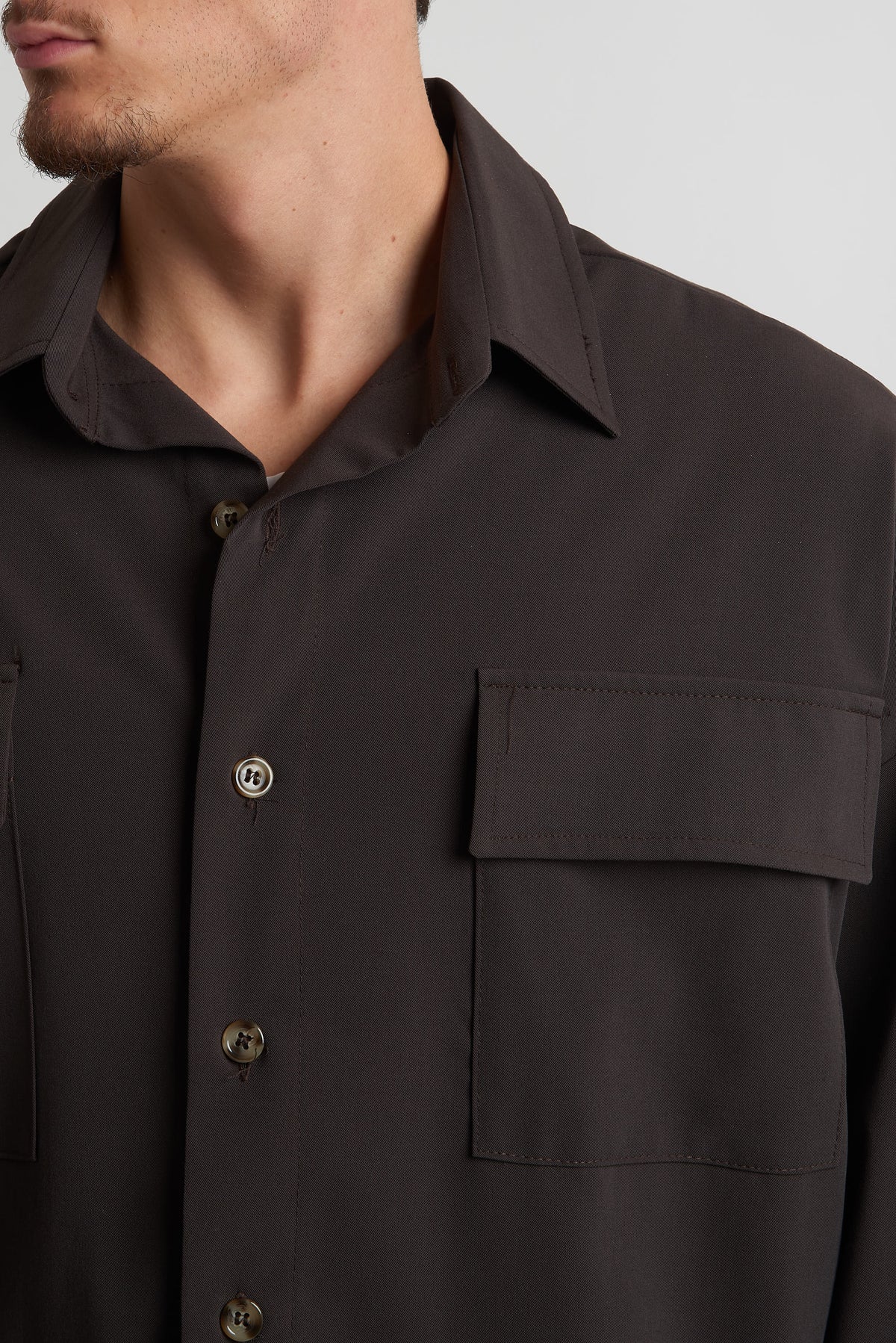 Camicia oversize in poliviscosa moro