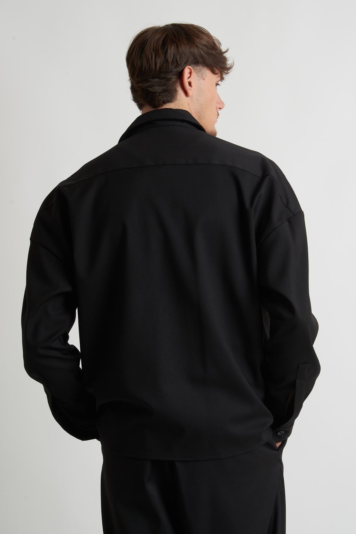 Camicia oversize in poliviscosa nero