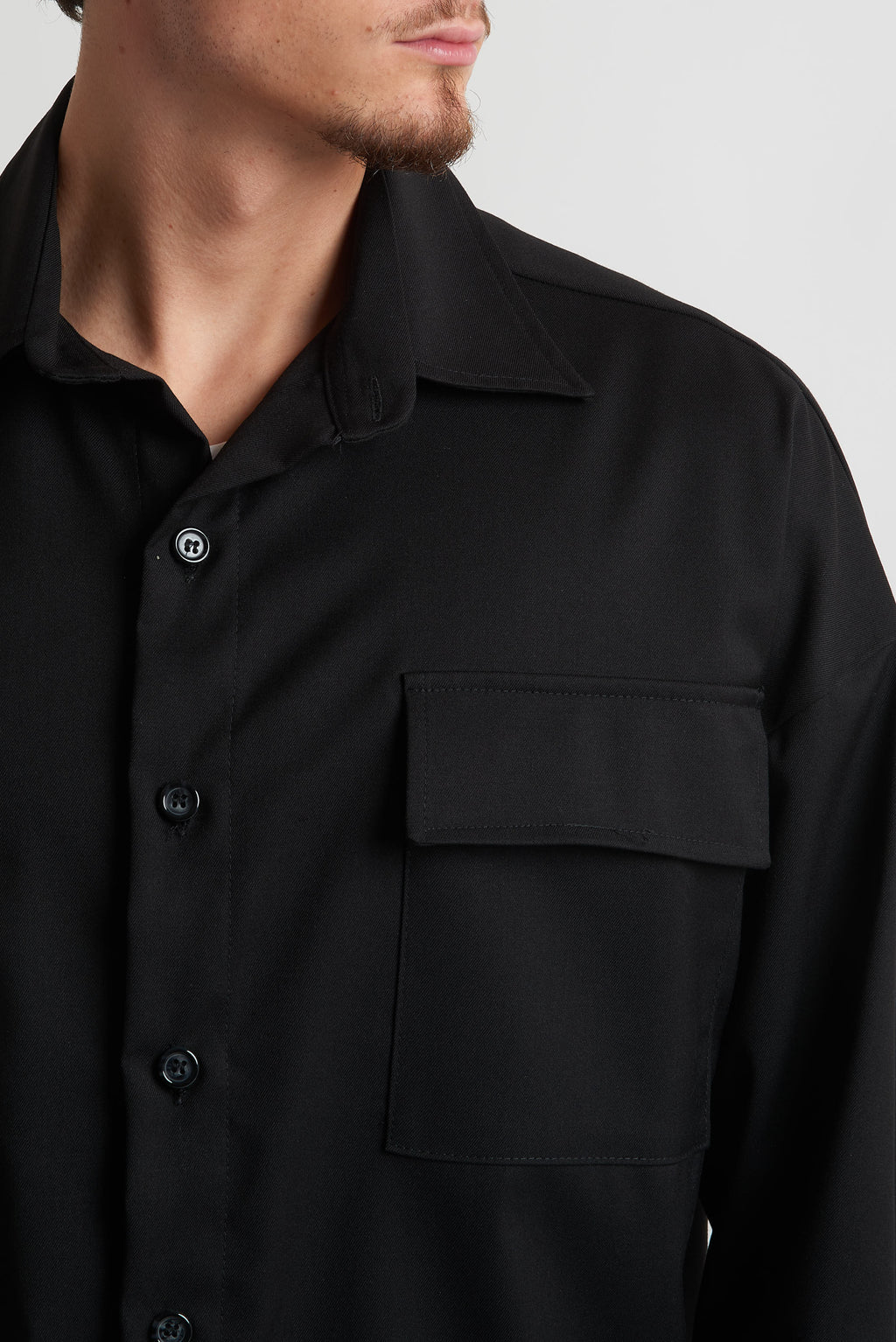 Camicia oversize in poliviscosa nero