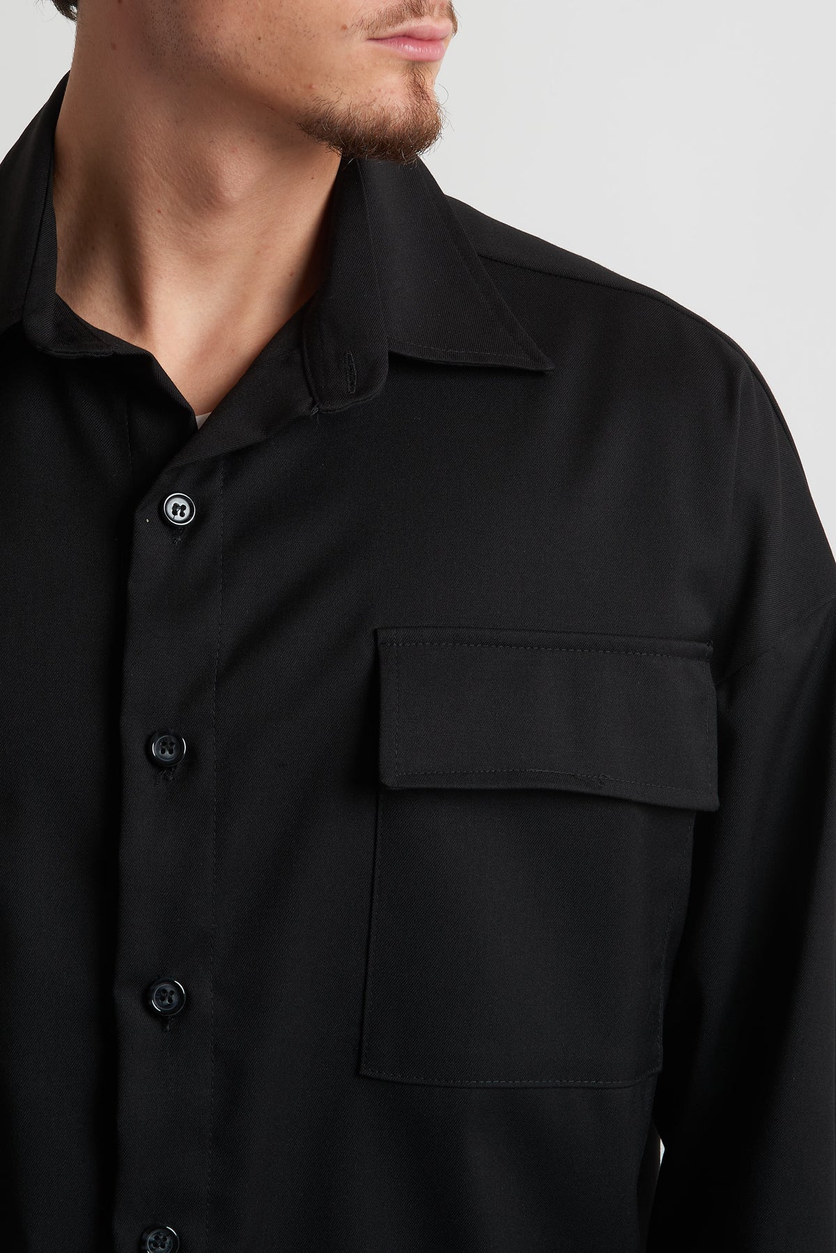 Camicia oversize in poliviscosa nero