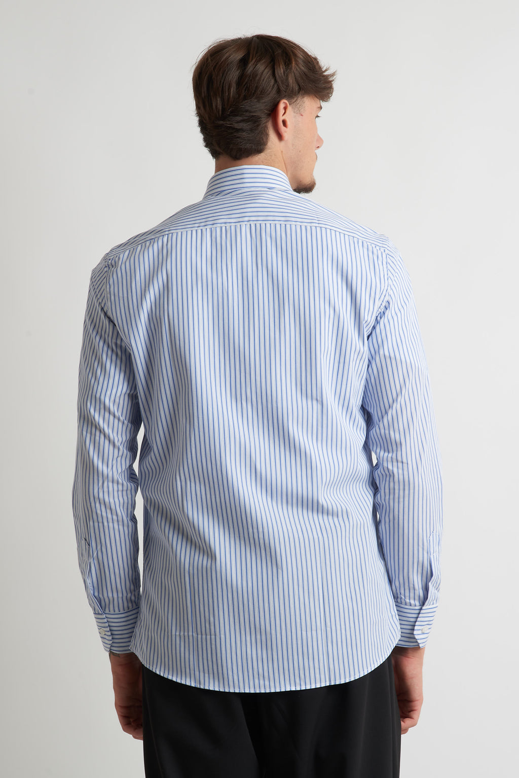 Camicia moda rigata celeste