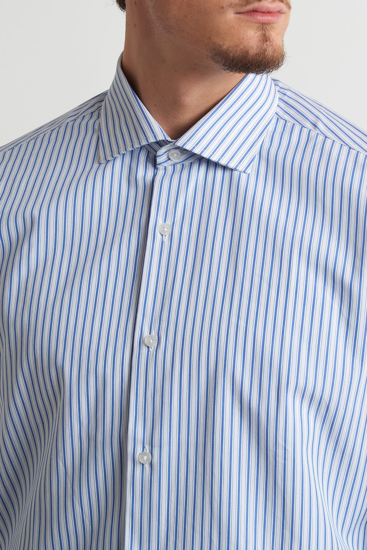 Camicia moda rigata celeste