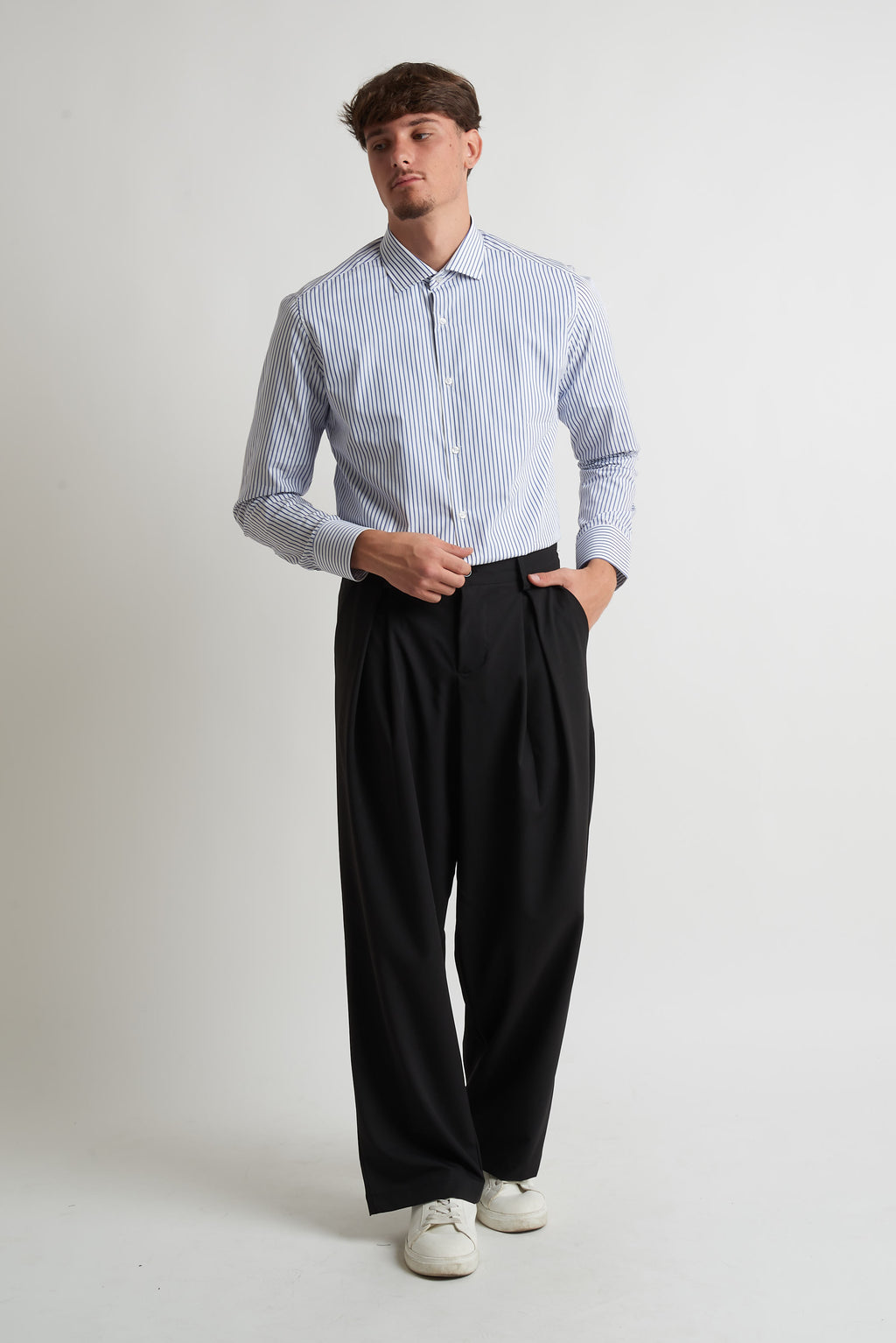 Camicia classica regular rigata blu