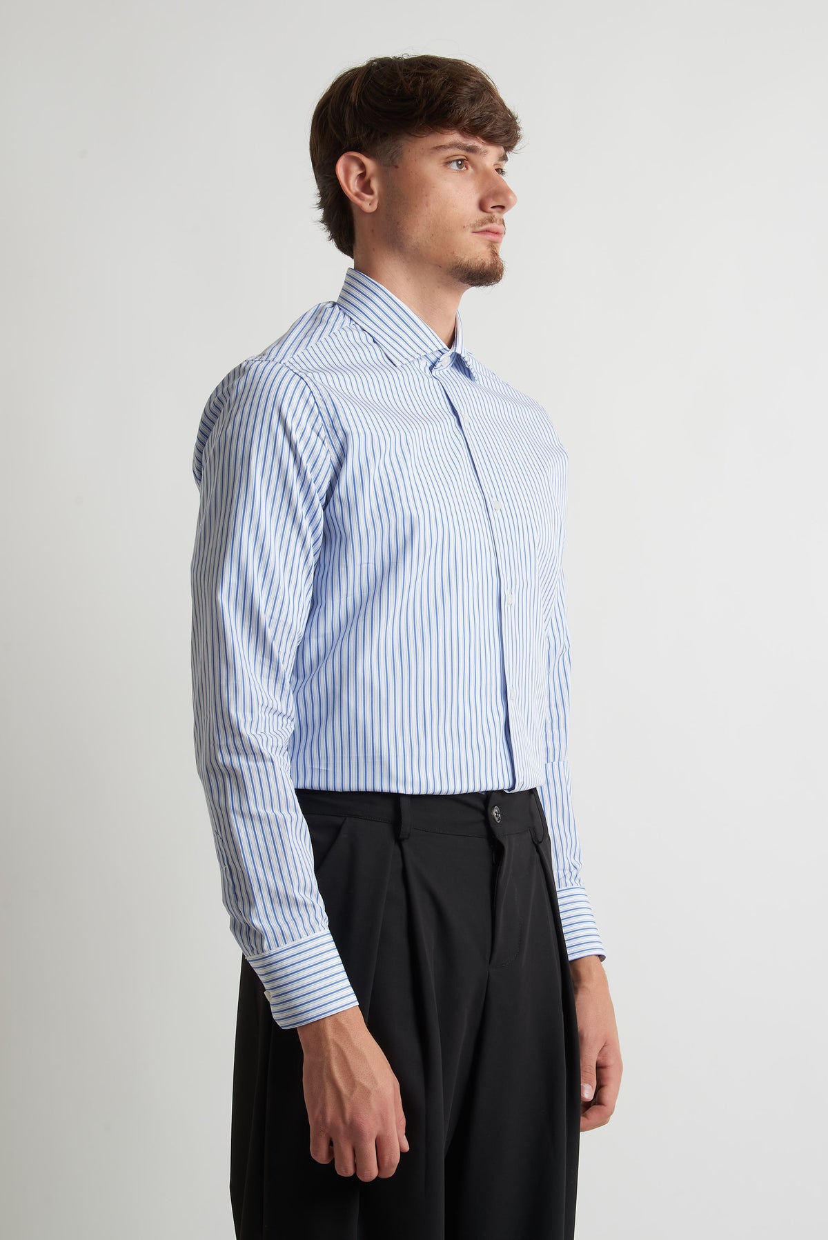 Camicia classica regular rigata blu